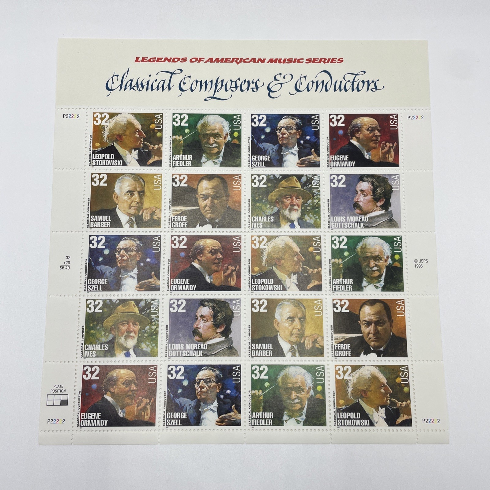 Lot of 2 USPS stamps Legends of American Music Series Opera and Composers MNH