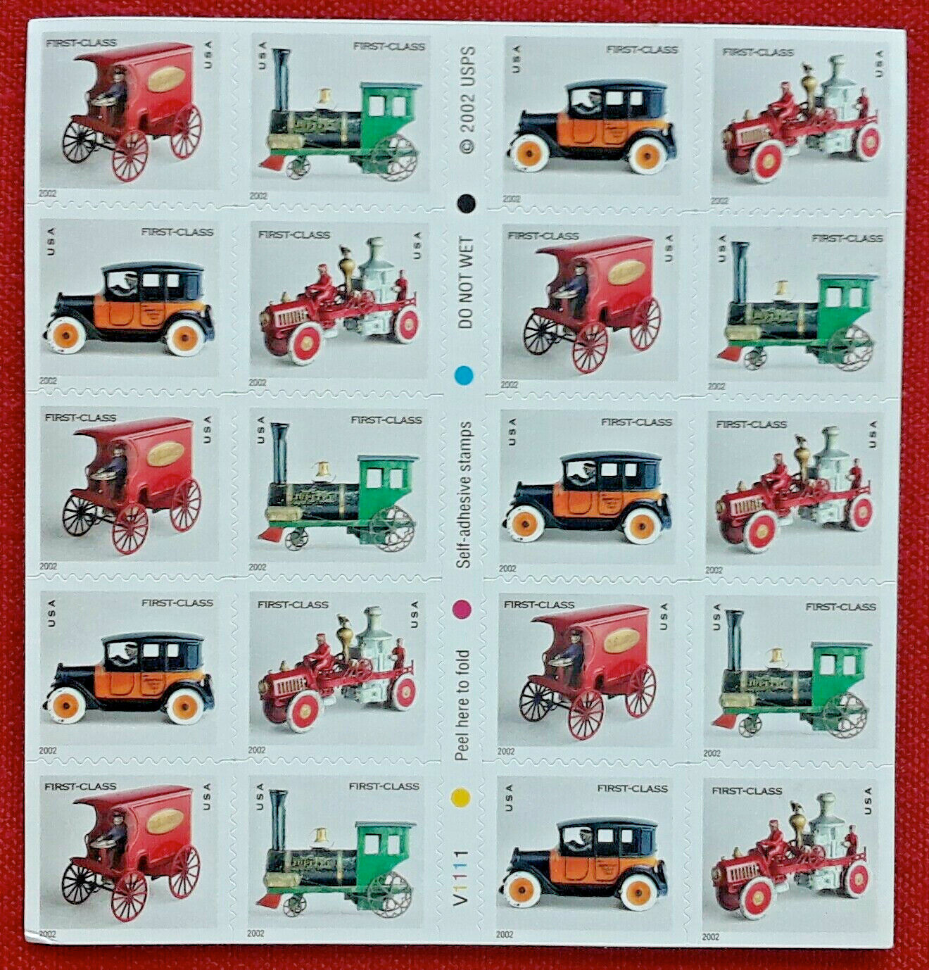 Four (4) Booklets x 20 = 80 of ANTIQUE TOYS 37¢ US Postage Stamp USA # 3642-3645