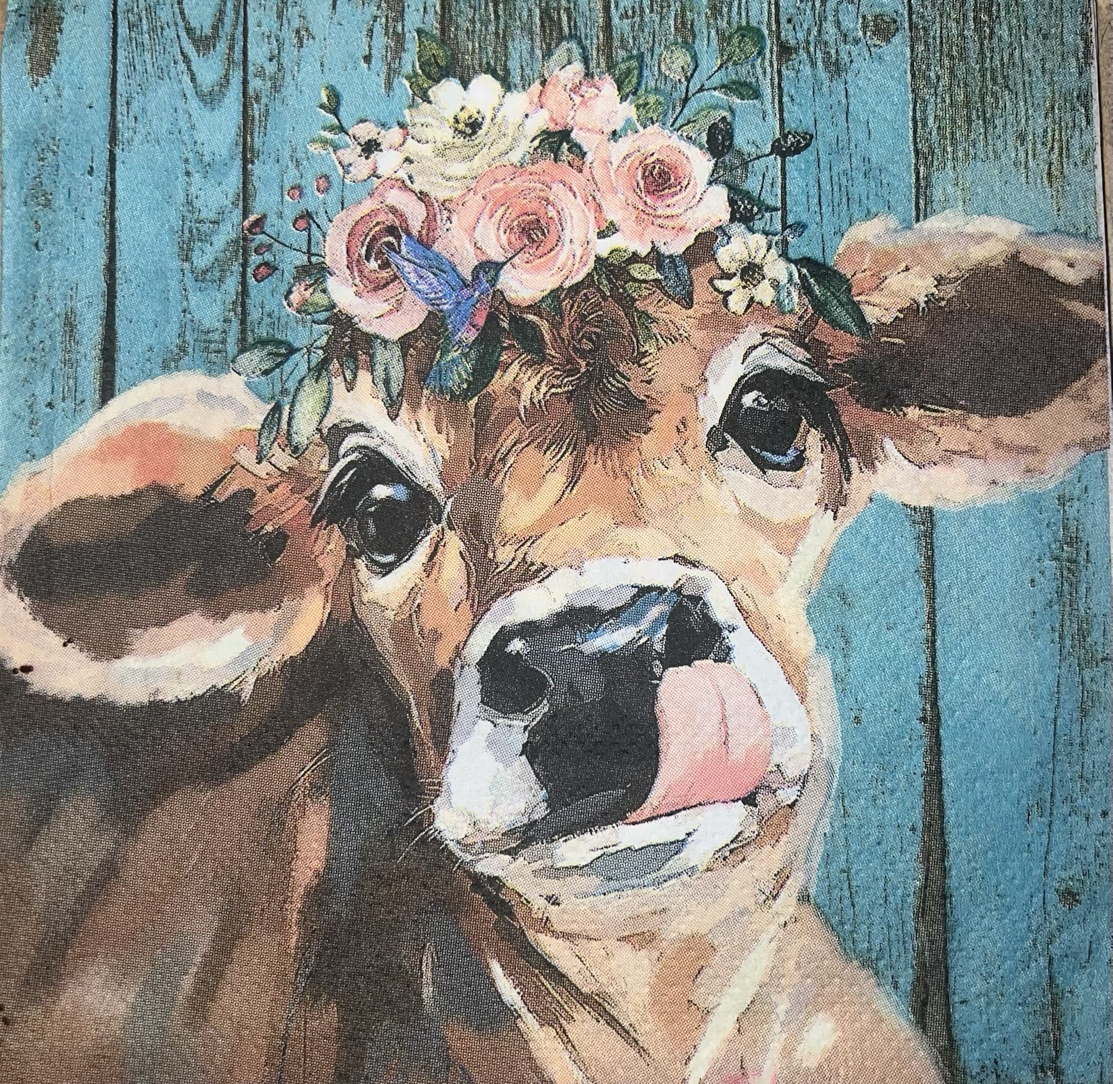 TWO Paper LUNCHEON Decoupage Art Craft Napkins Highland COW W/ Flowers 6.5”x6.5”