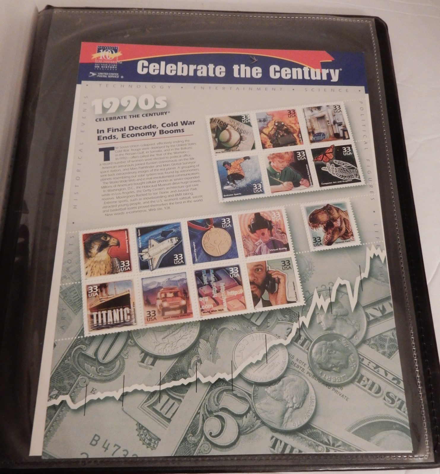 Mint CELEBRATE THE CENTURY 1900-1999 Complete 10 Sheet Set US Stamps/Booked