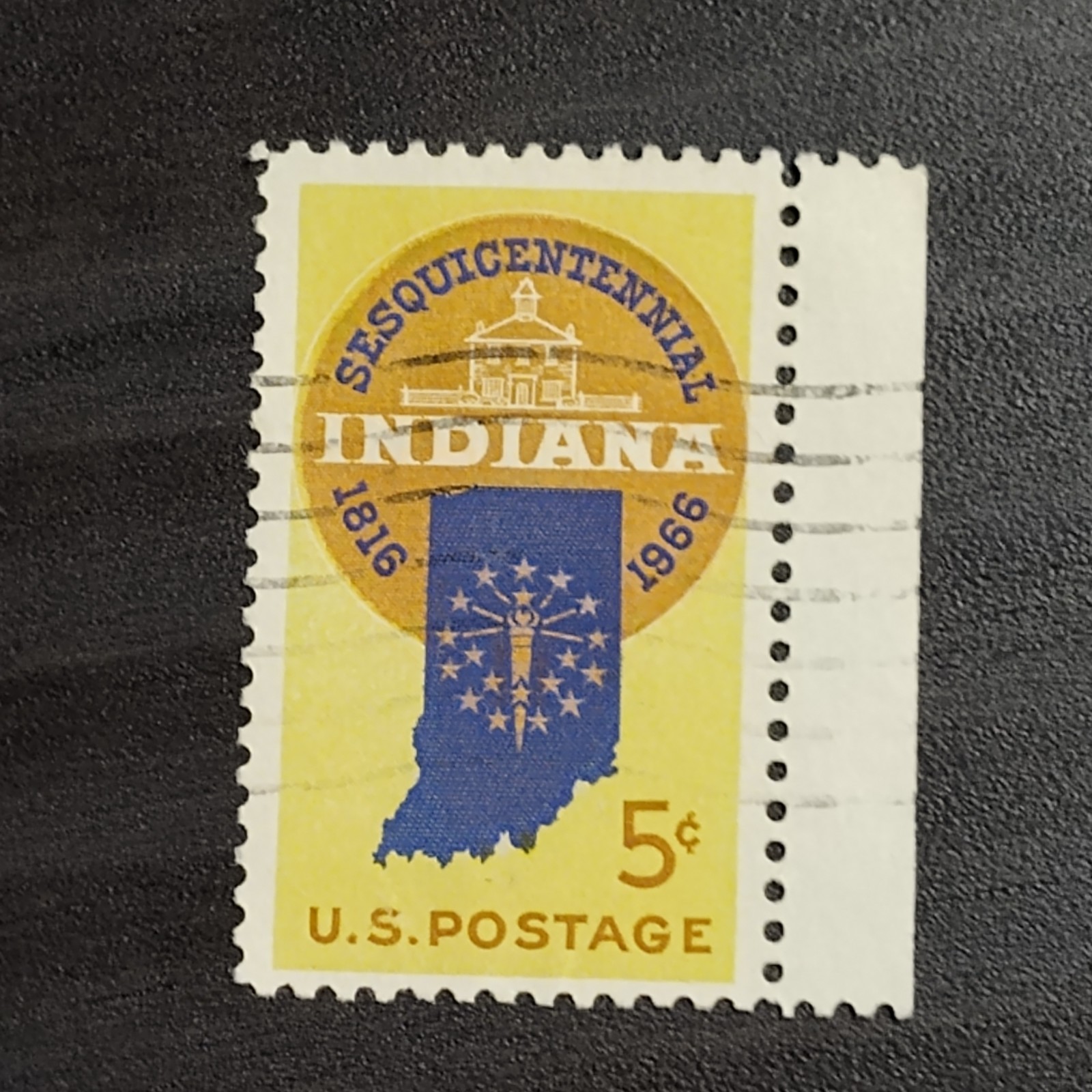 1966: 5c, Indiana Statehood Sesquicentennial, Scott #1308 – Vintage USA Stamp