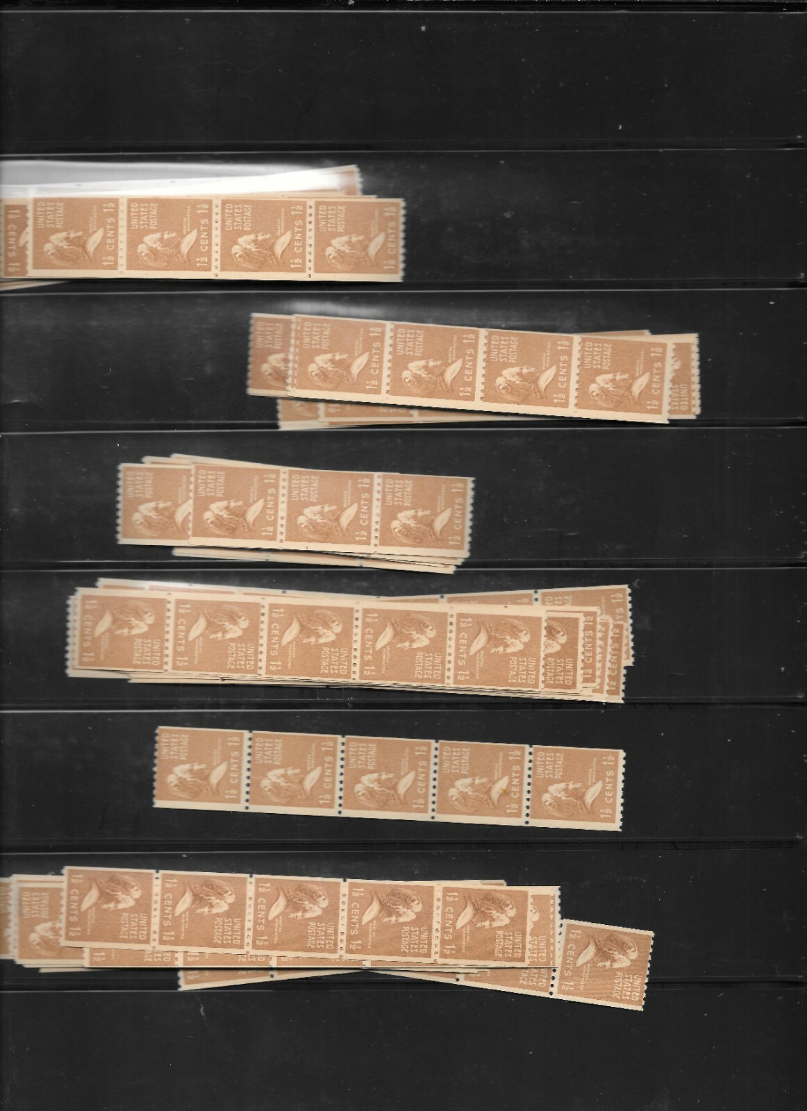 SC#849 (100) JOINT LINE PAIRS / ALSO 65 STRIPS OF 4 AND 5 MINT-OG-NH PRISTINE