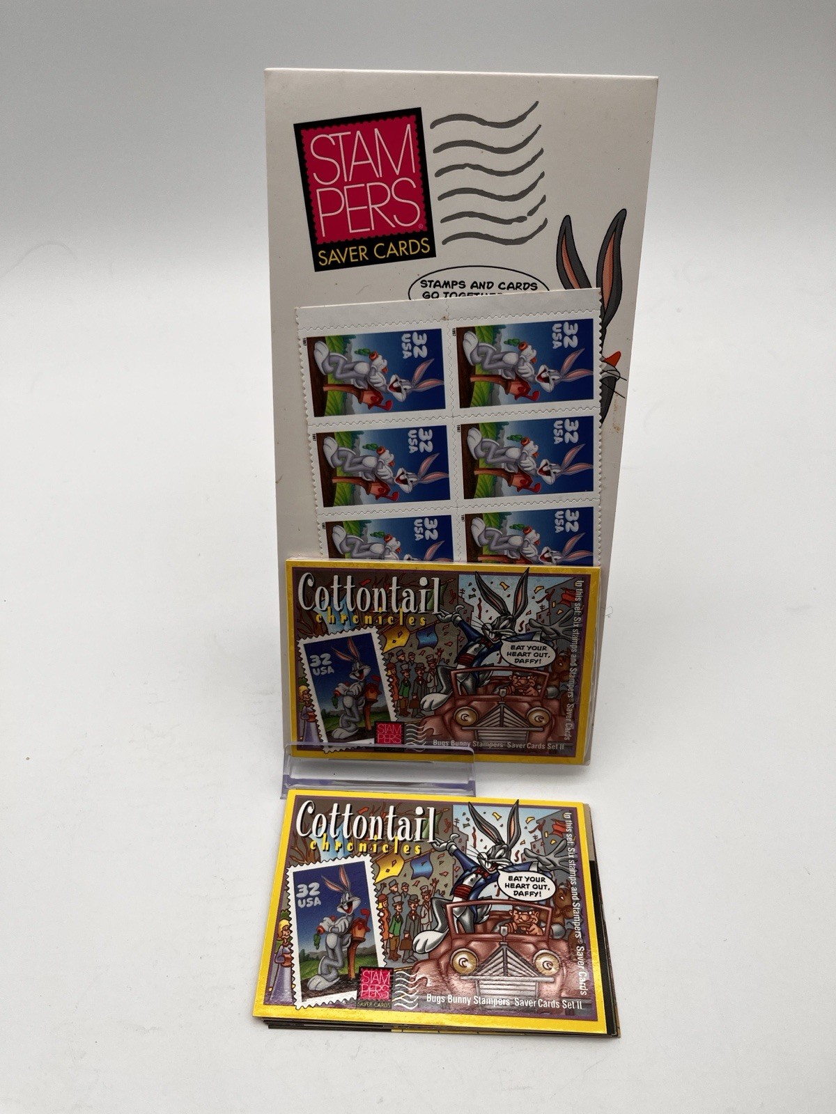 USPS Bugs Bunny Leaning on Mailbox Saver Cards- 6 stamps and cards (2 sets)