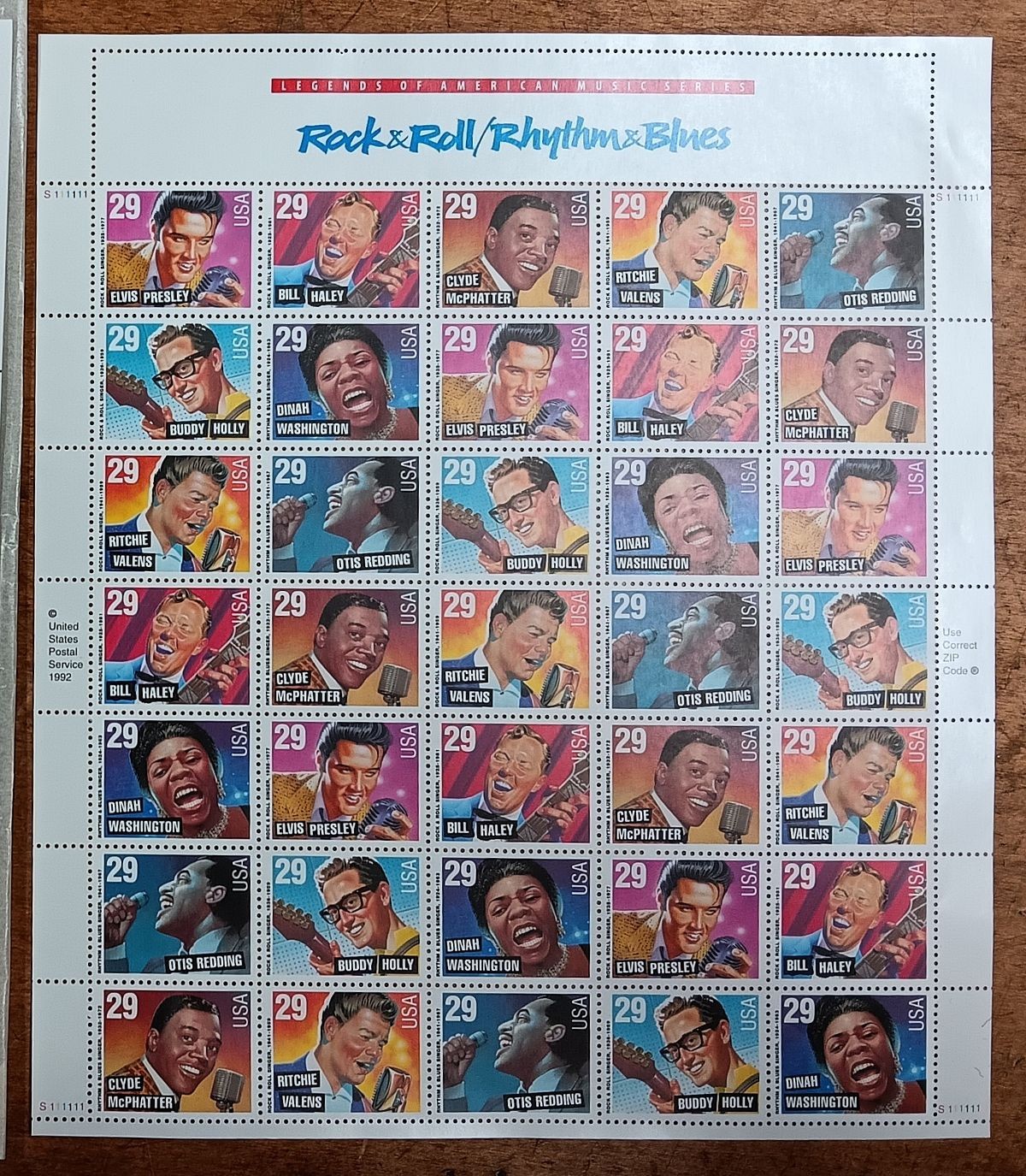 USPS Postage Stamps, various commemorative celebrities : Elvis 1992, etc.