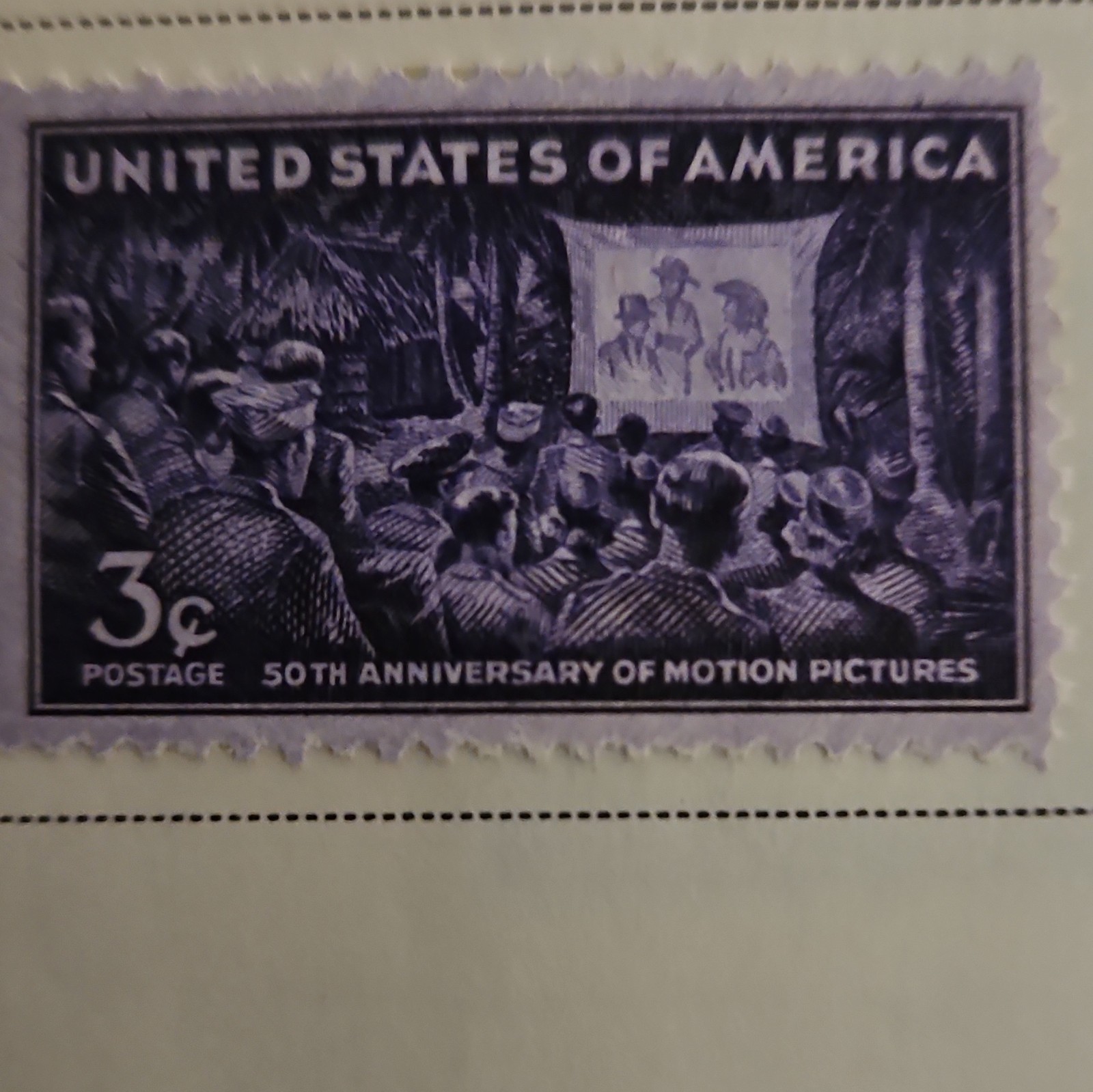 United States Postage Stamp Album Page Lot WWII/UN/Florida/Motion Pictures 3c 5c