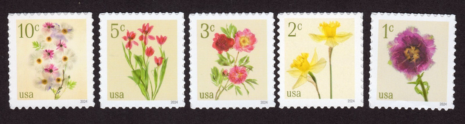 USPS Flowers (5) Single Stamps – MNH In stock Ships today (5897-5901)
