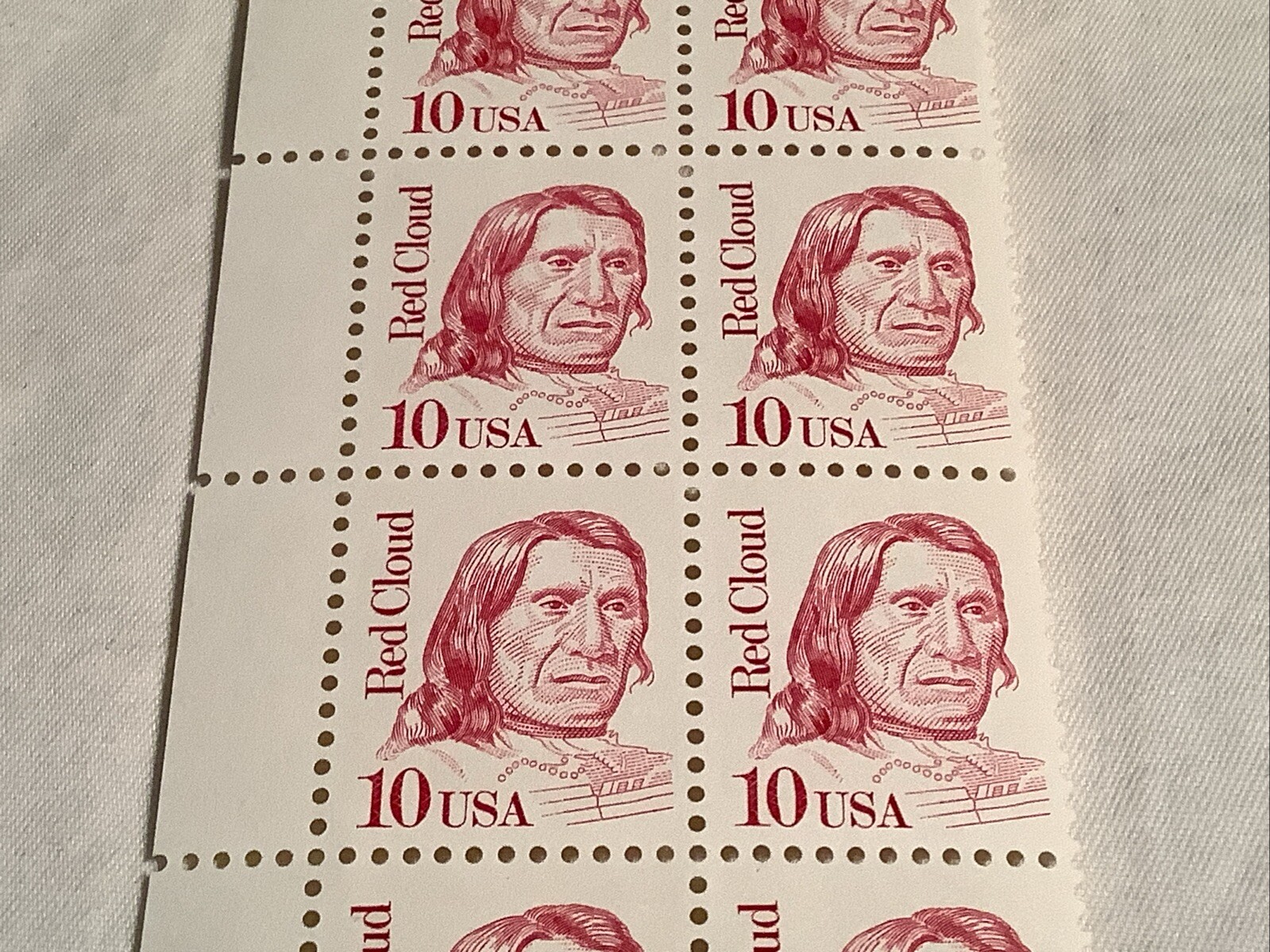 Block 20 USPS 10-Cent Great Americans Issue Red Cloud Postage Stamps s2175 MNH