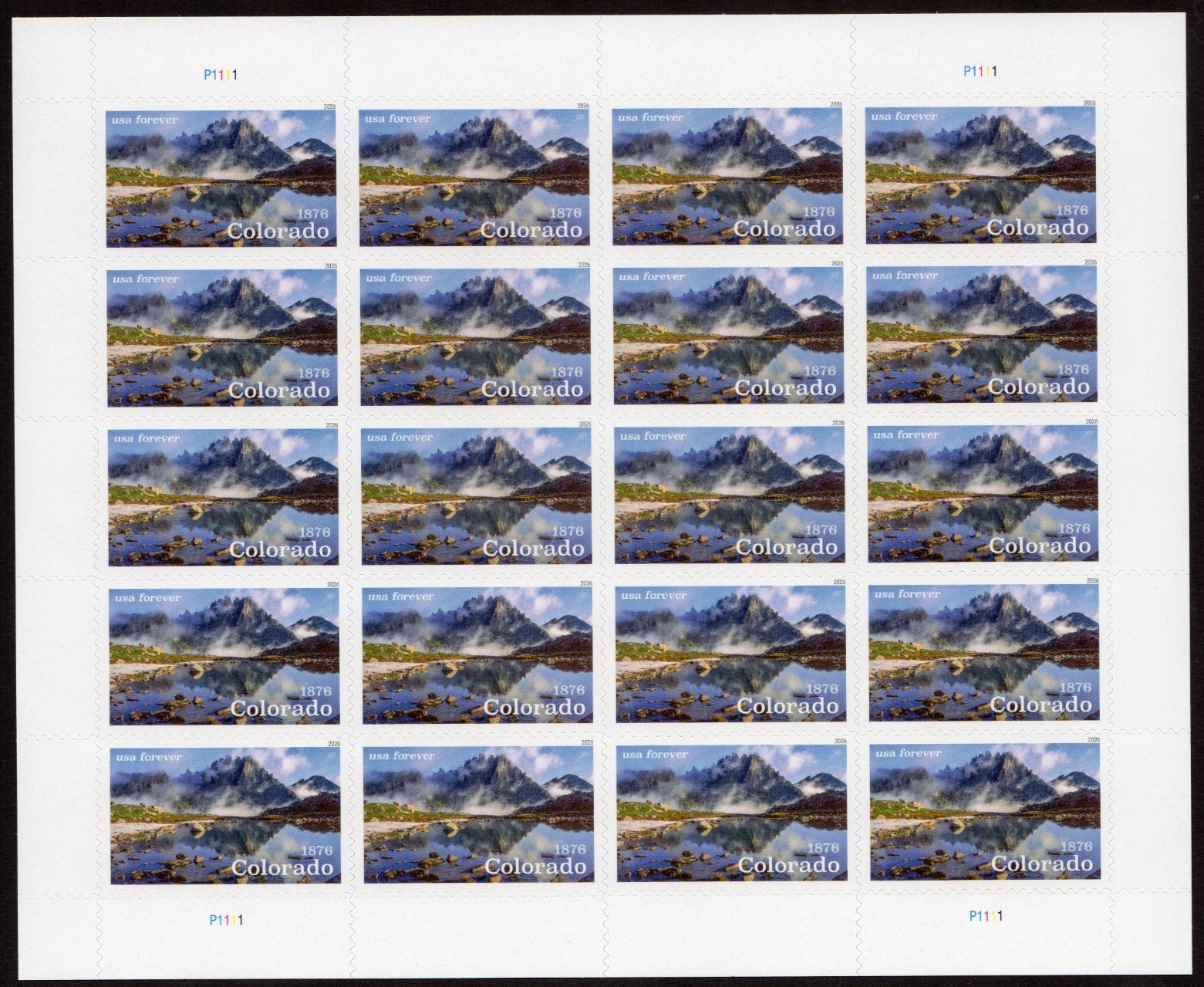 USPS Colorado Rocky Mountains Sheet of 20 Forever Stamps – MNH (6052 – 2026)