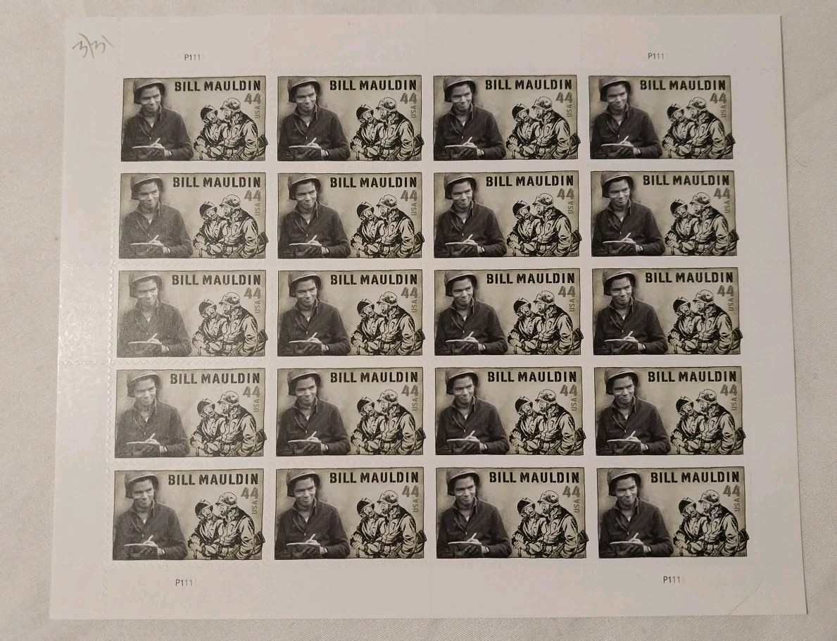 US 2010 SC 4445 44c Bill Mauldin, Cartoonist – Full Sheet of 20 – MNH Fresh