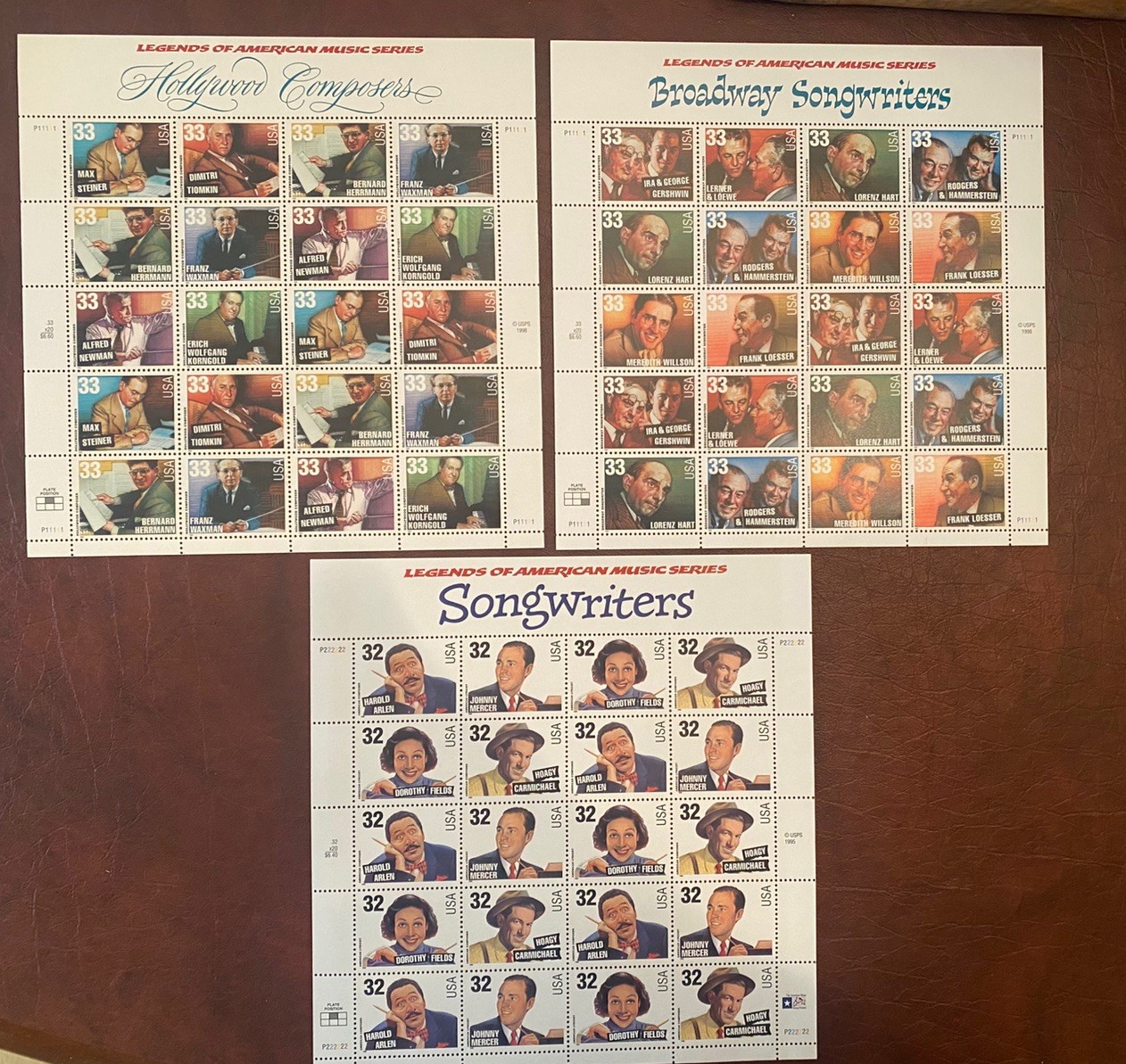 US Postage Stamp Lot Legends of American Music- Hollywood Composers, Songwriters