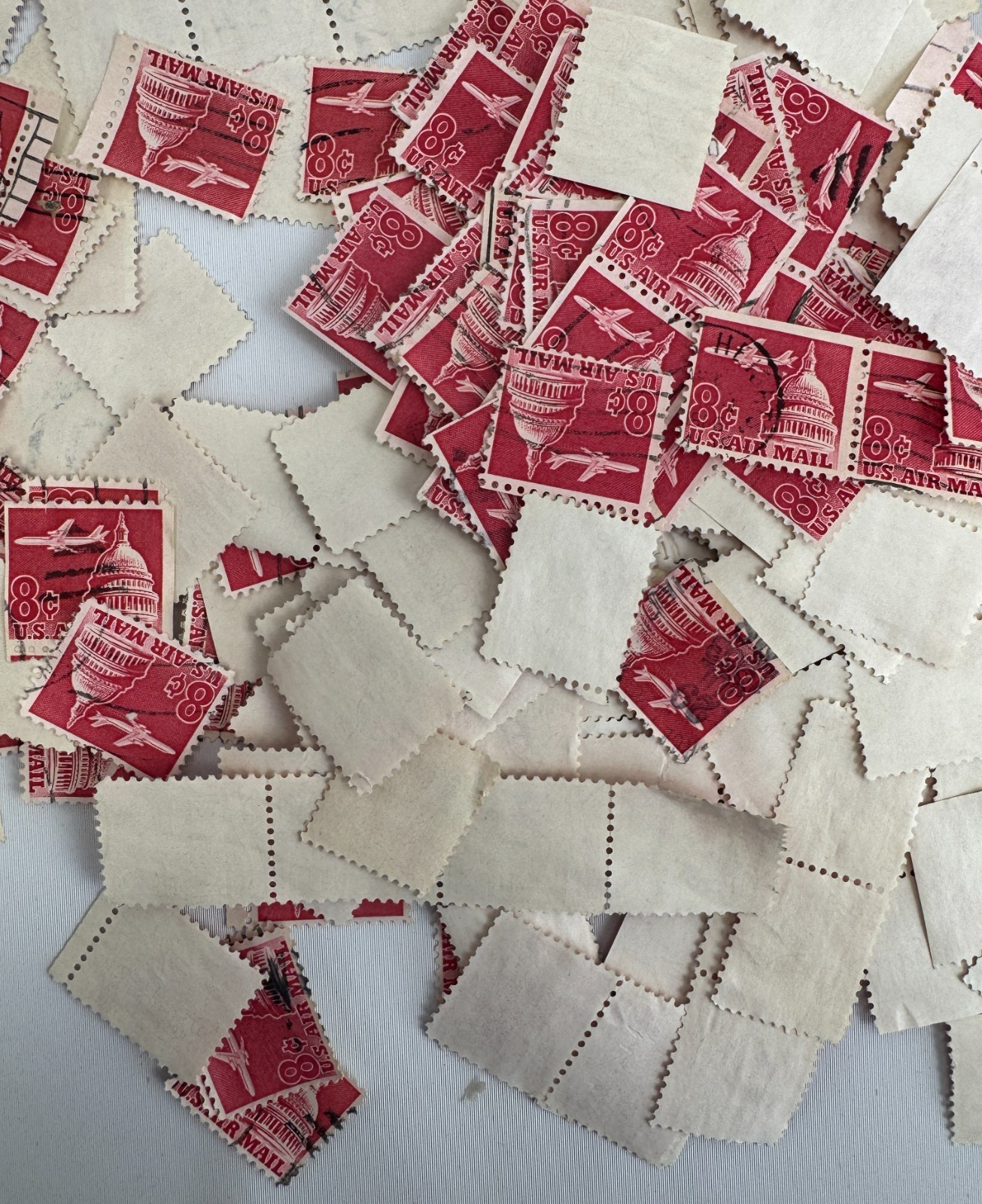 Large US Air Mail Stamp Lot 1968 7cent and 8 cent Jet Aircraft Capitol Dome Used
