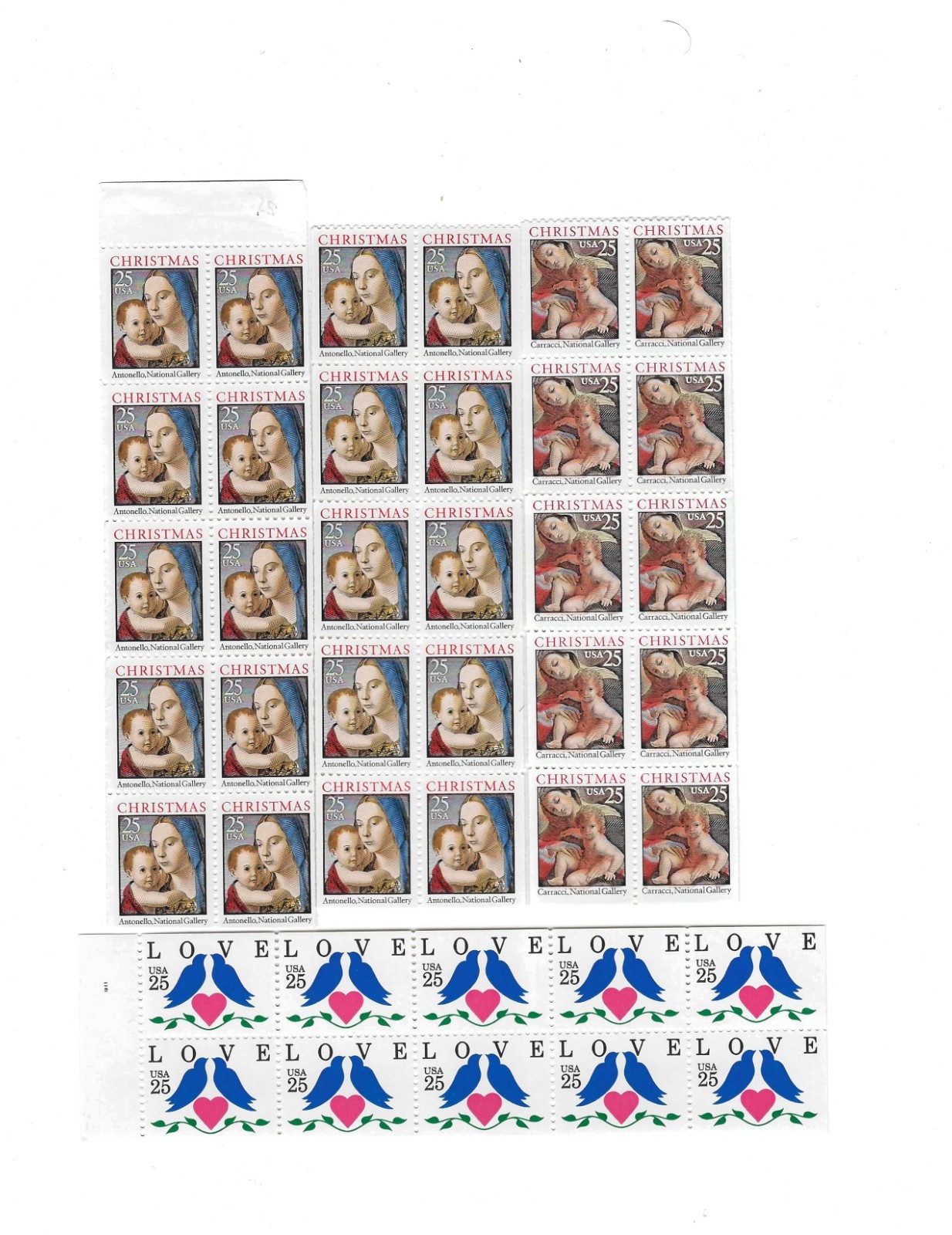 U.S. postage stamp lot 25 cents Fv 55.50 MNH OG Booklet Panes