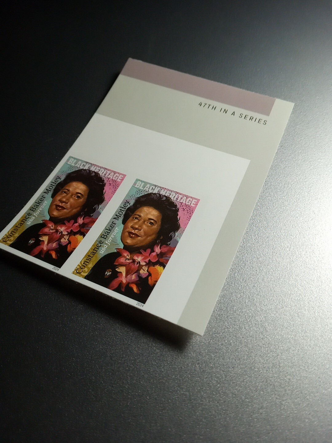 USA 2024 Sc #5830a 4ever CONSTANCE BAKER MOTLEY Imperf/NDC Horizontal pair Mint