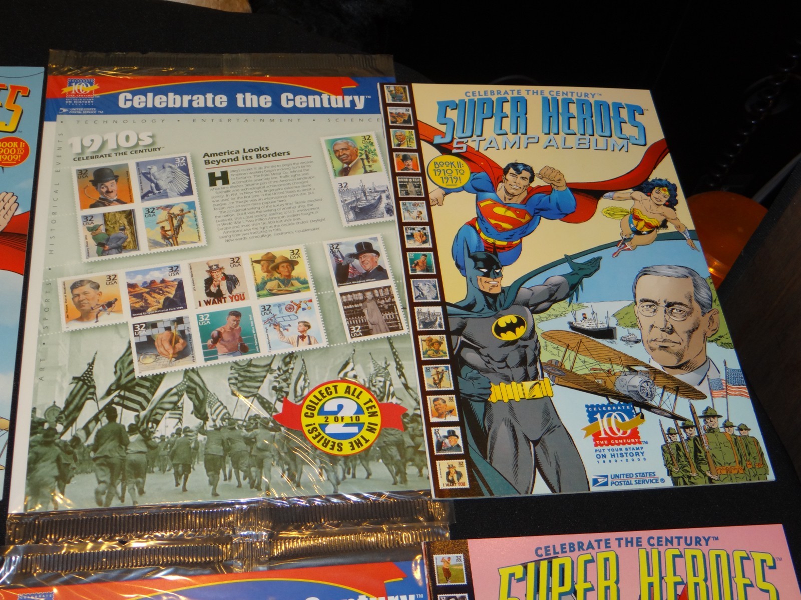 Celebrate the Century Sealed Stamp Sets #1, 2, 3, 4 (1900s-1930s) w/COMIC BOOKS!