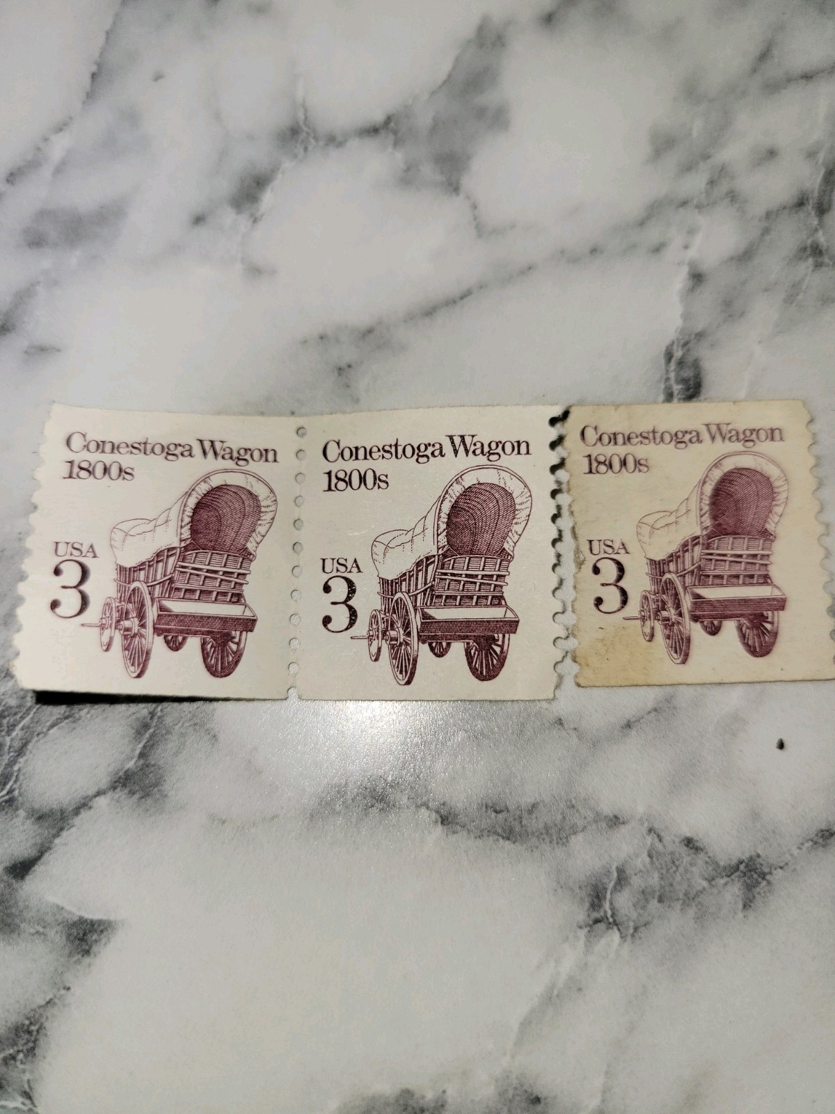 Conestoga Wagon 3 Cent Stamps. Unused From 1863.