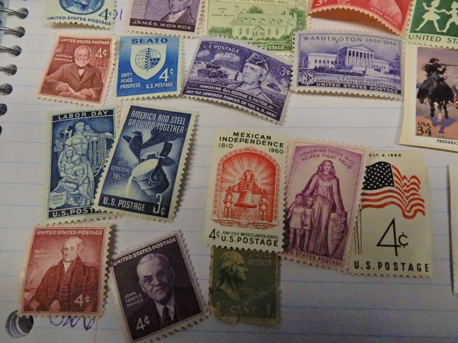 Mixed of 49 unuseable Multiples, Strips & Singles of US Postage Stamps USA