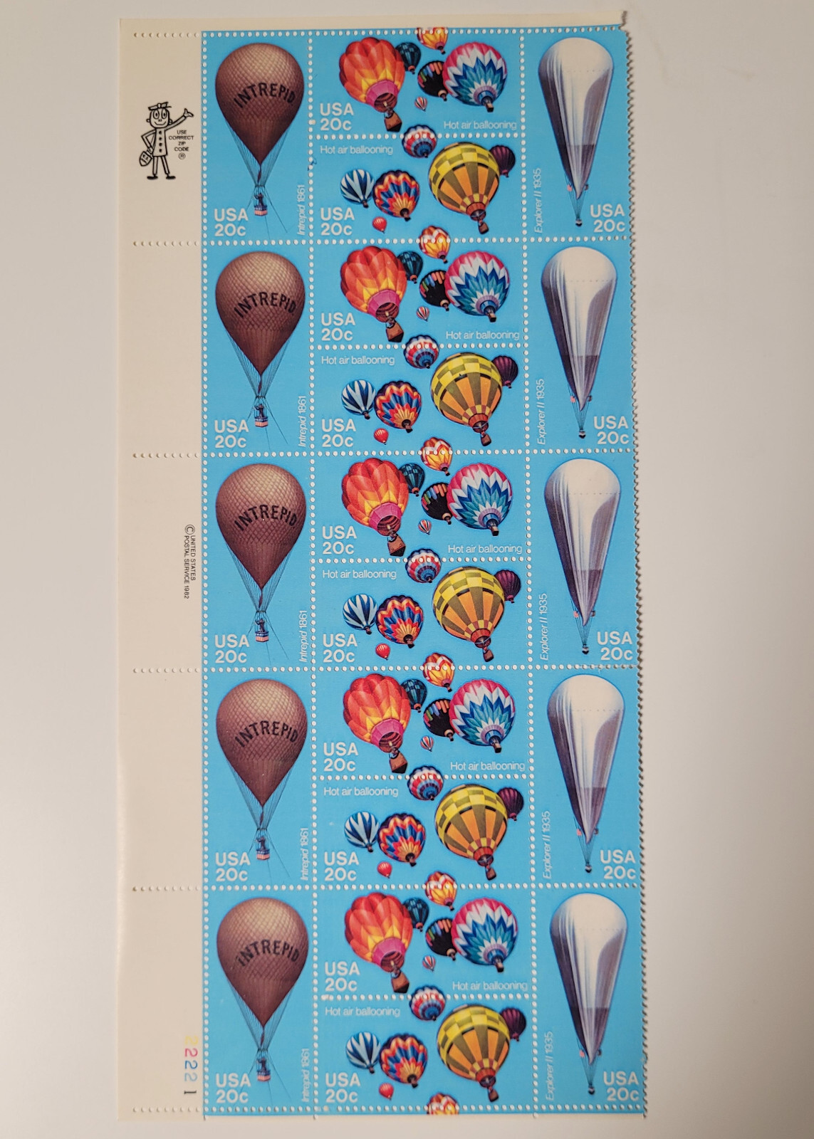 US Scott #2032 – MNH – 1983 Hot Air Balloons Five Sets of 4 – 20 total stamps