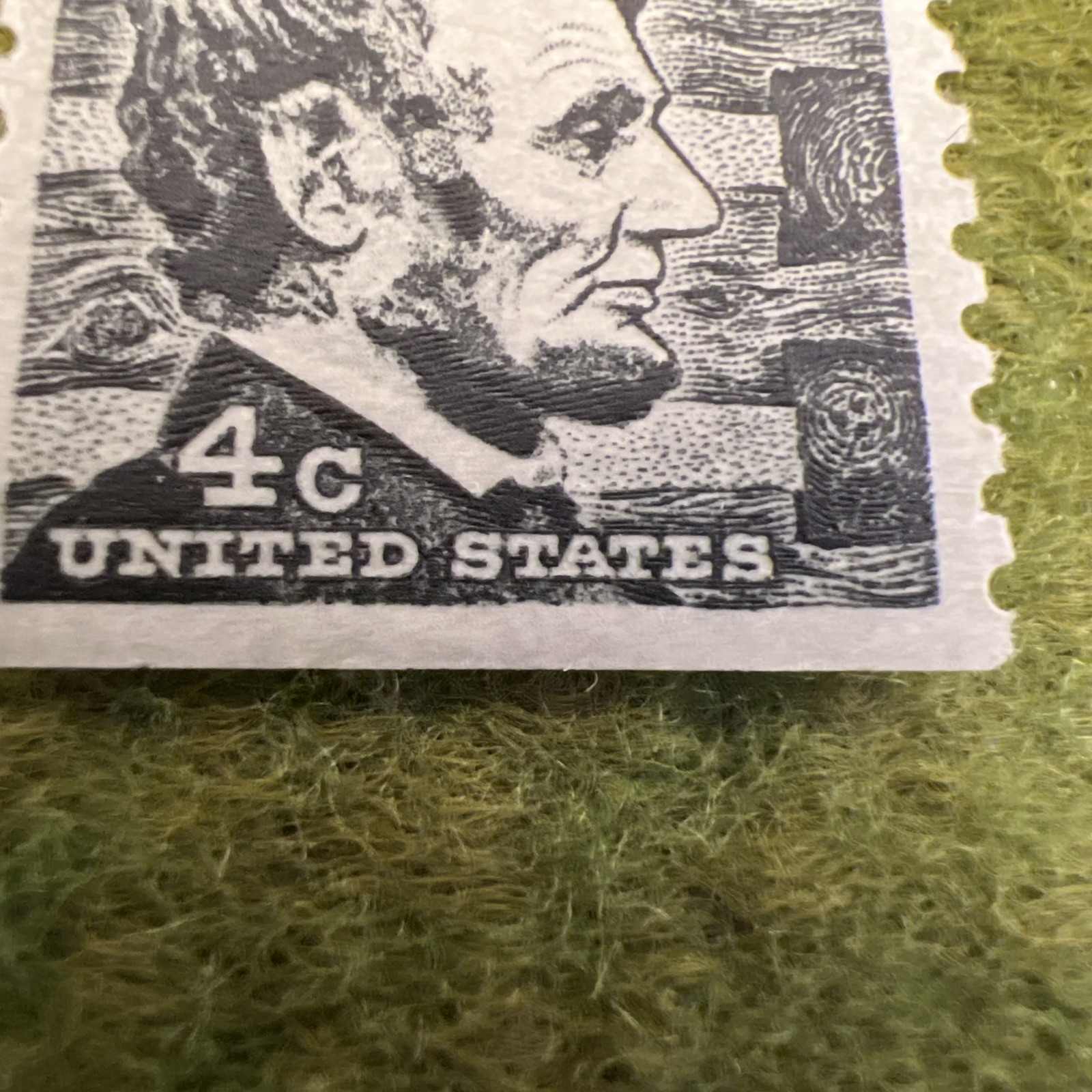Vintage Black & White Abraham Lincoln US 4 Cents Postage Stamp 4c