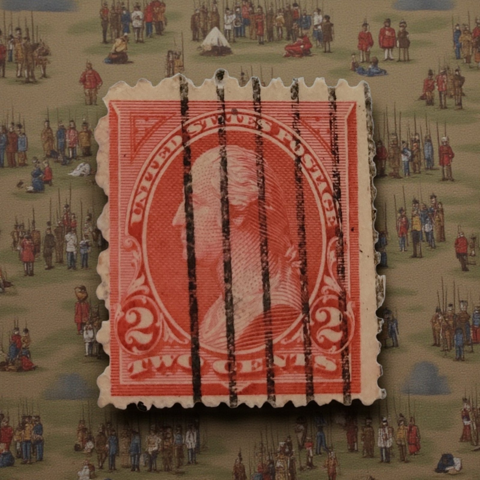 1894 Scott #252 George Washington Carmine Type III, 2-Cent Stamp Post Marked