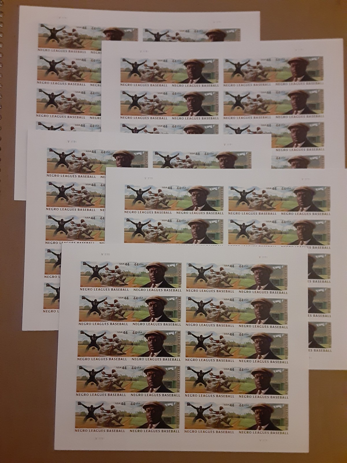 Lot of 5 Negro Leagues Baseball .44¢ USPS Stamp Sheet of 20 Rube Foster