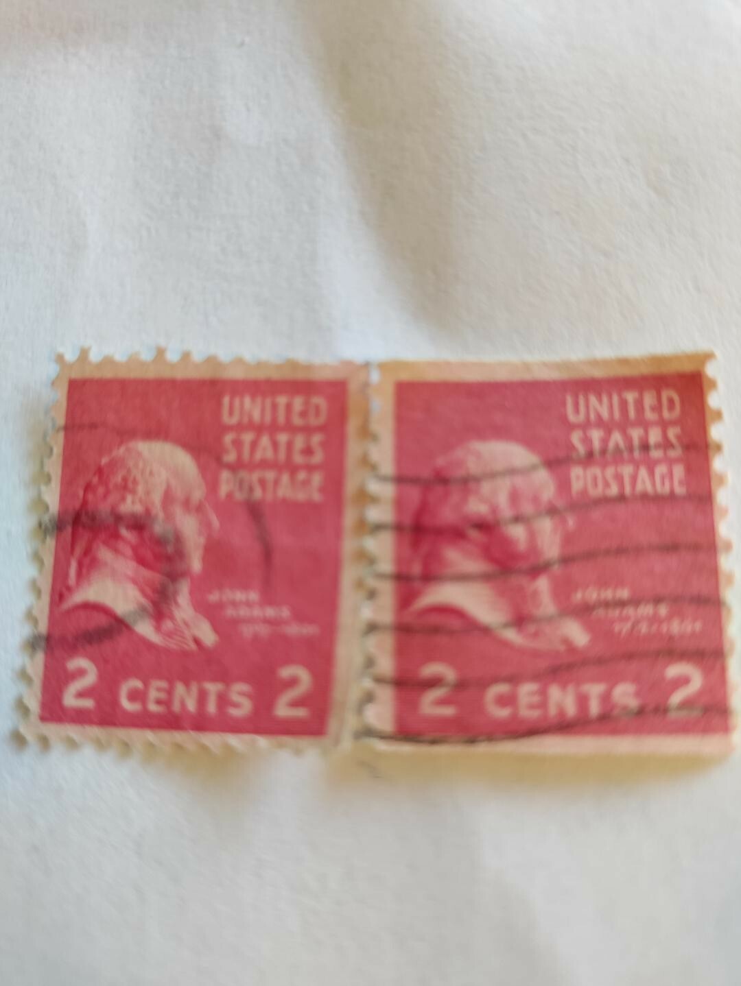 1939 John Adams 2 cent pink beautiful shape, light cancellation, just perfect