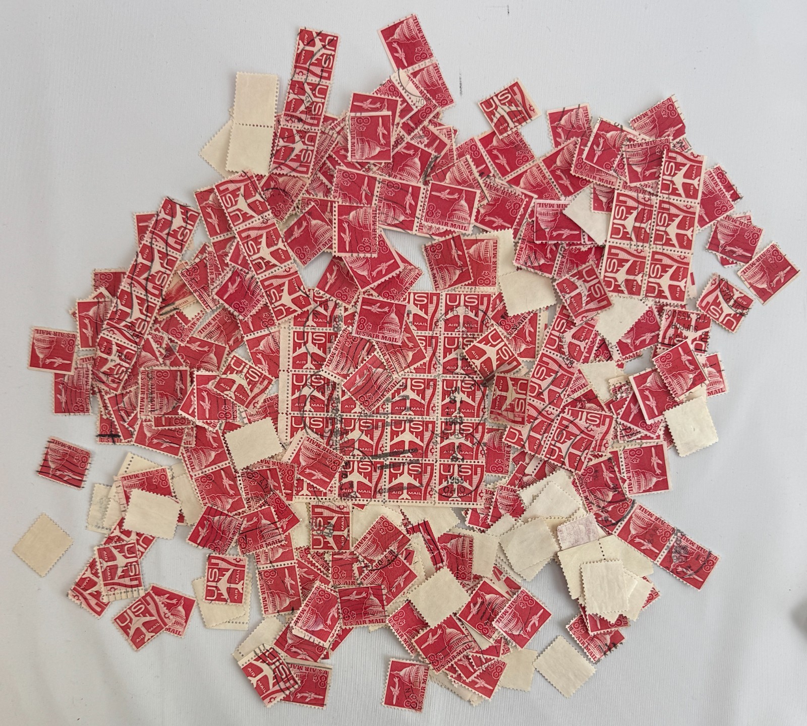 Large US Air Mail Stamp Lot 1968 7cent and 8 cent Jet Aircraft Capitol Dome Used