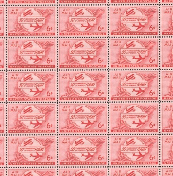 United States 6¢ Powered Flight 50th Ann Air Mail Postage Stamp #C47 Pack of 100
