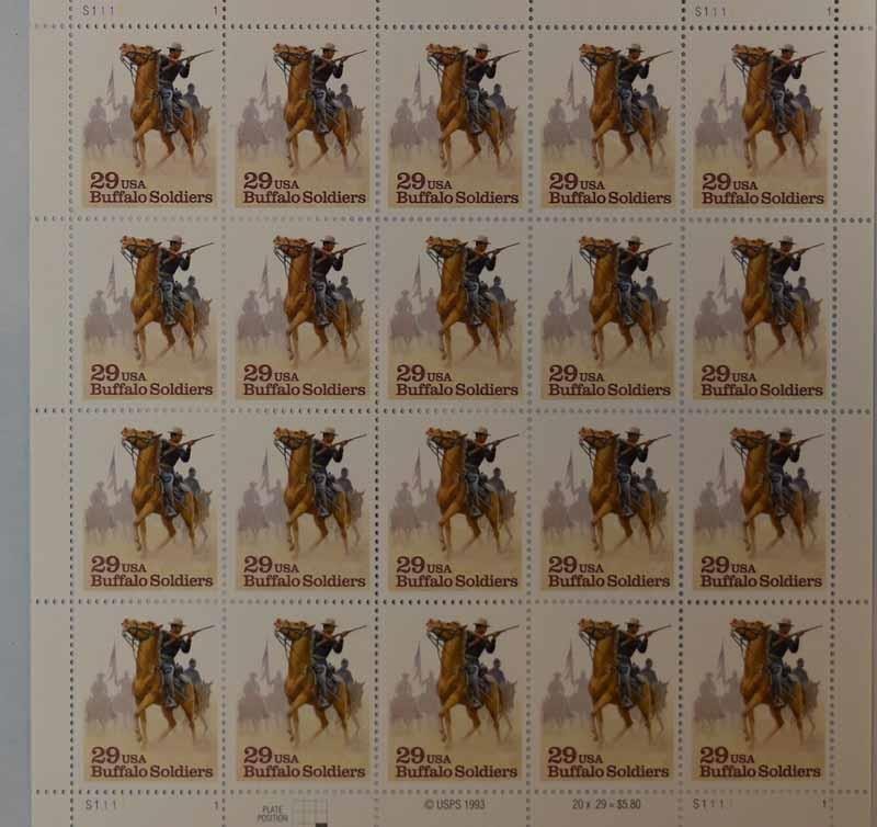 US SCOTT 2818 PANE OF 20 BUFFALO SOLDIERS STAMPS 29 CENT FACE MNH