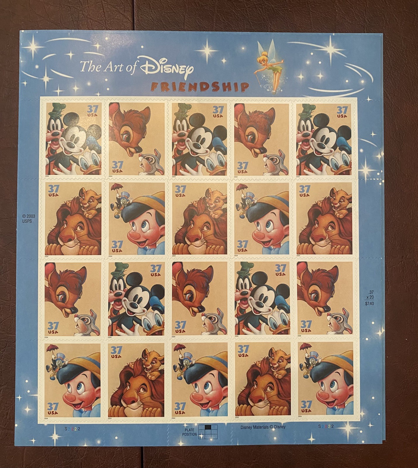 The Art of Disney FRIENDSHIP 37¢ US Postage Stamp Sheet – Lot of 3 Sheets