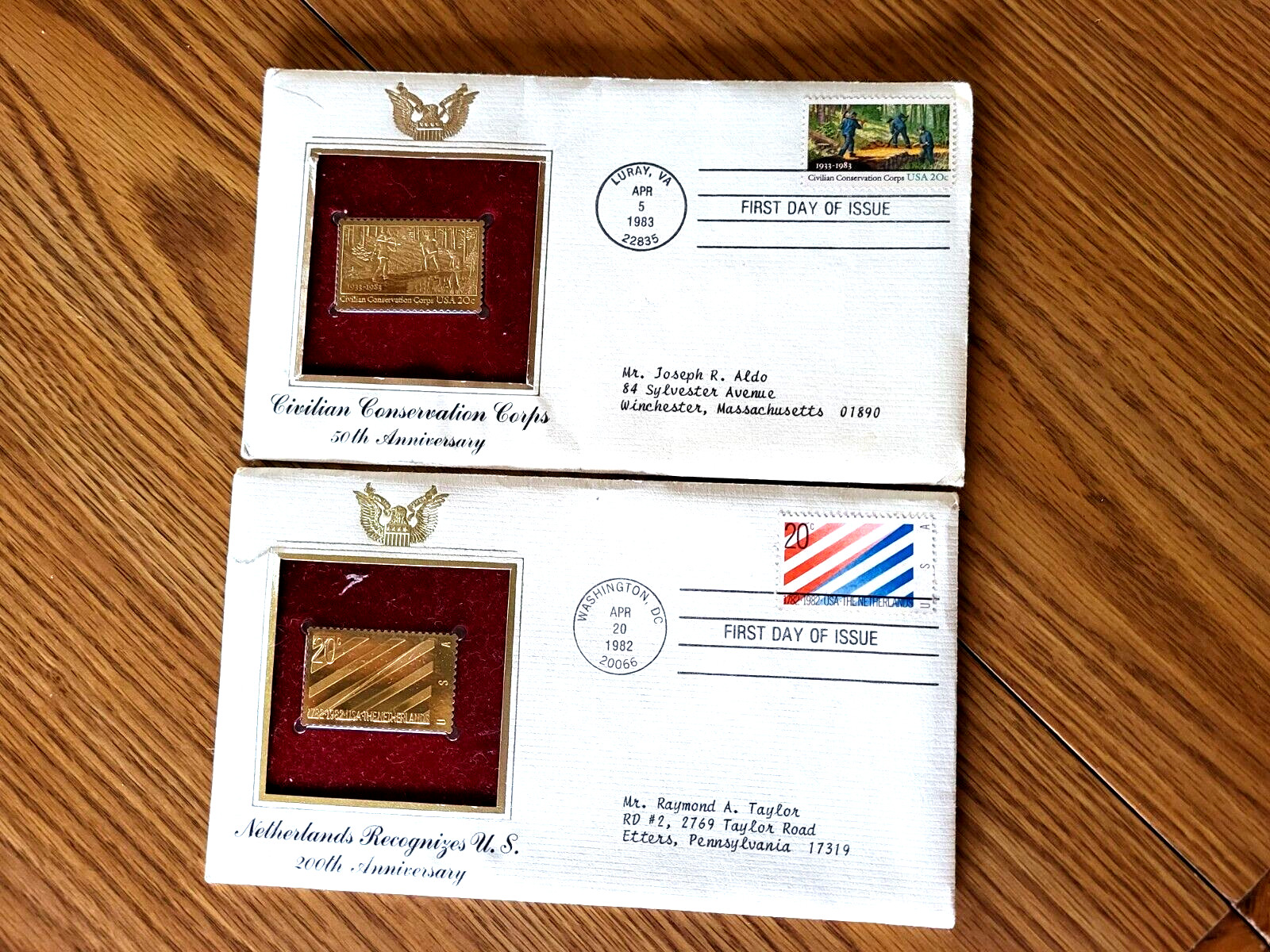 First Day of Issue Gold Replica Stamps, 2 Collector’s Pamphlets
