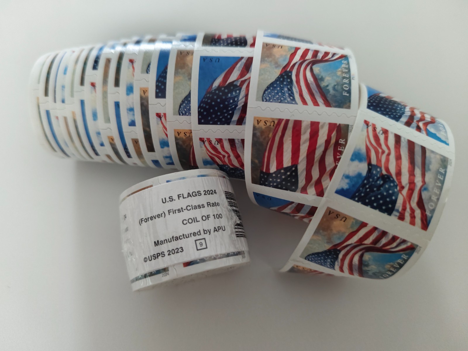 5Rlls 100 Genuine USPS Forever Stamps Roll Freedom Flag First Class Mail Postage