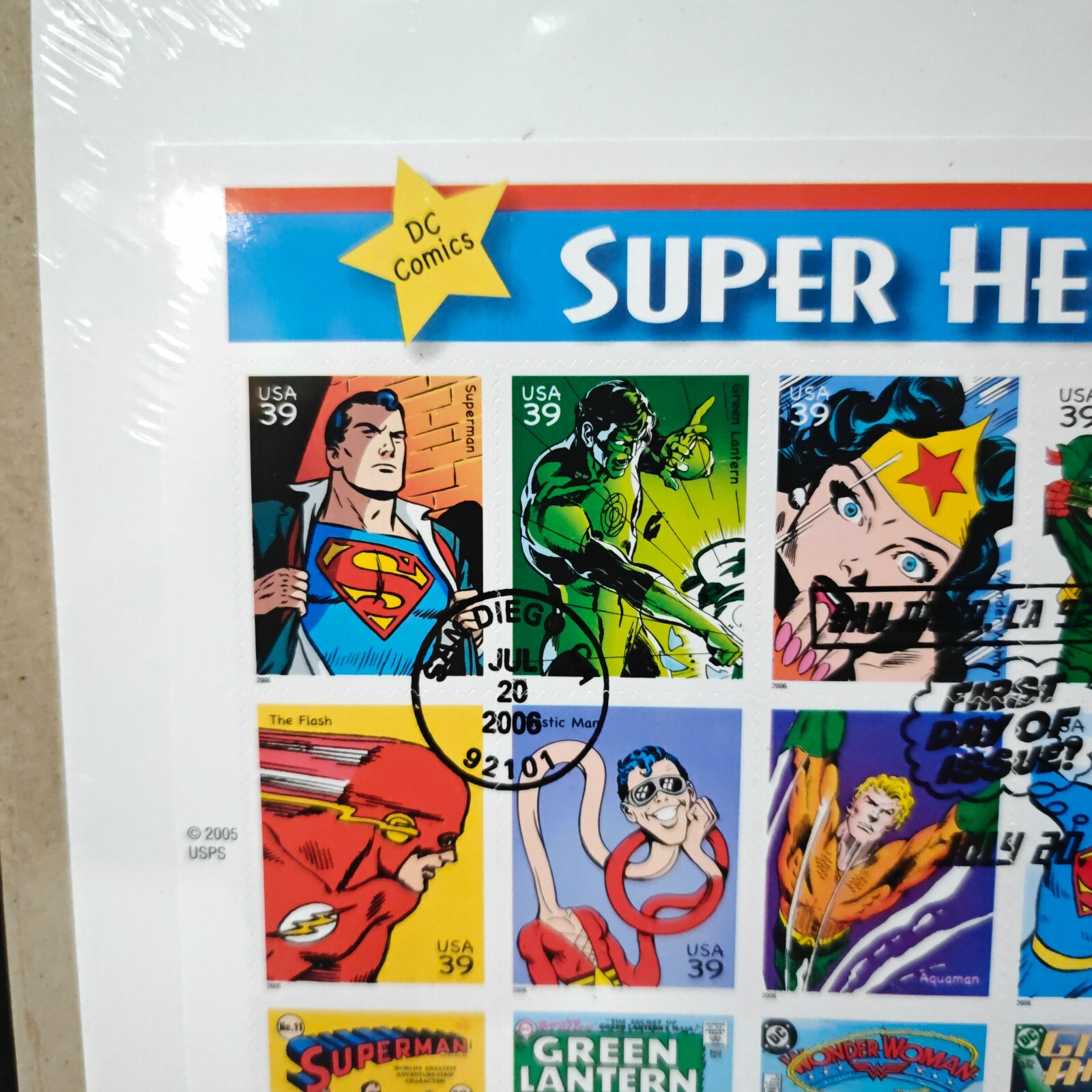Two Sheets x 20 = 40 of DC Comics SUPER HEROES 39¢ US Postage Stamps USA Stamp