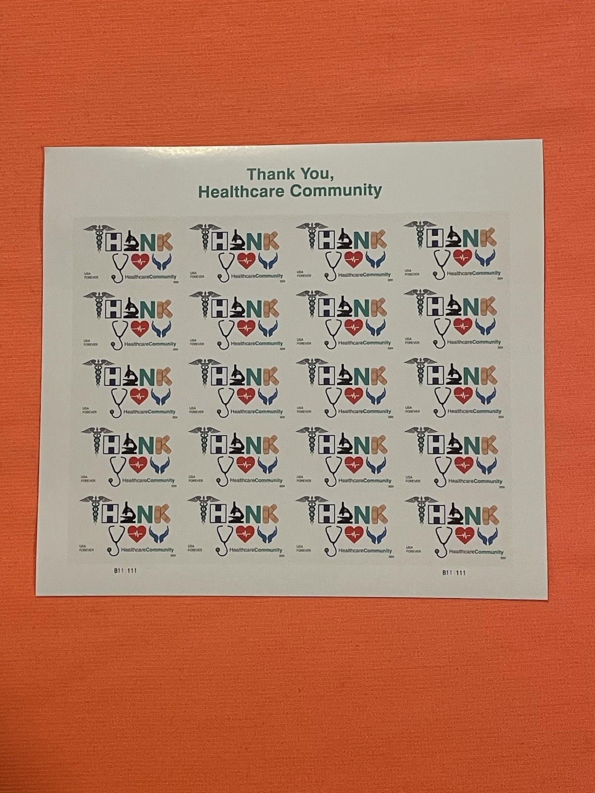 USPS Forever Stamps- Thank You, Health Care Community (2024) Single Stamp Random