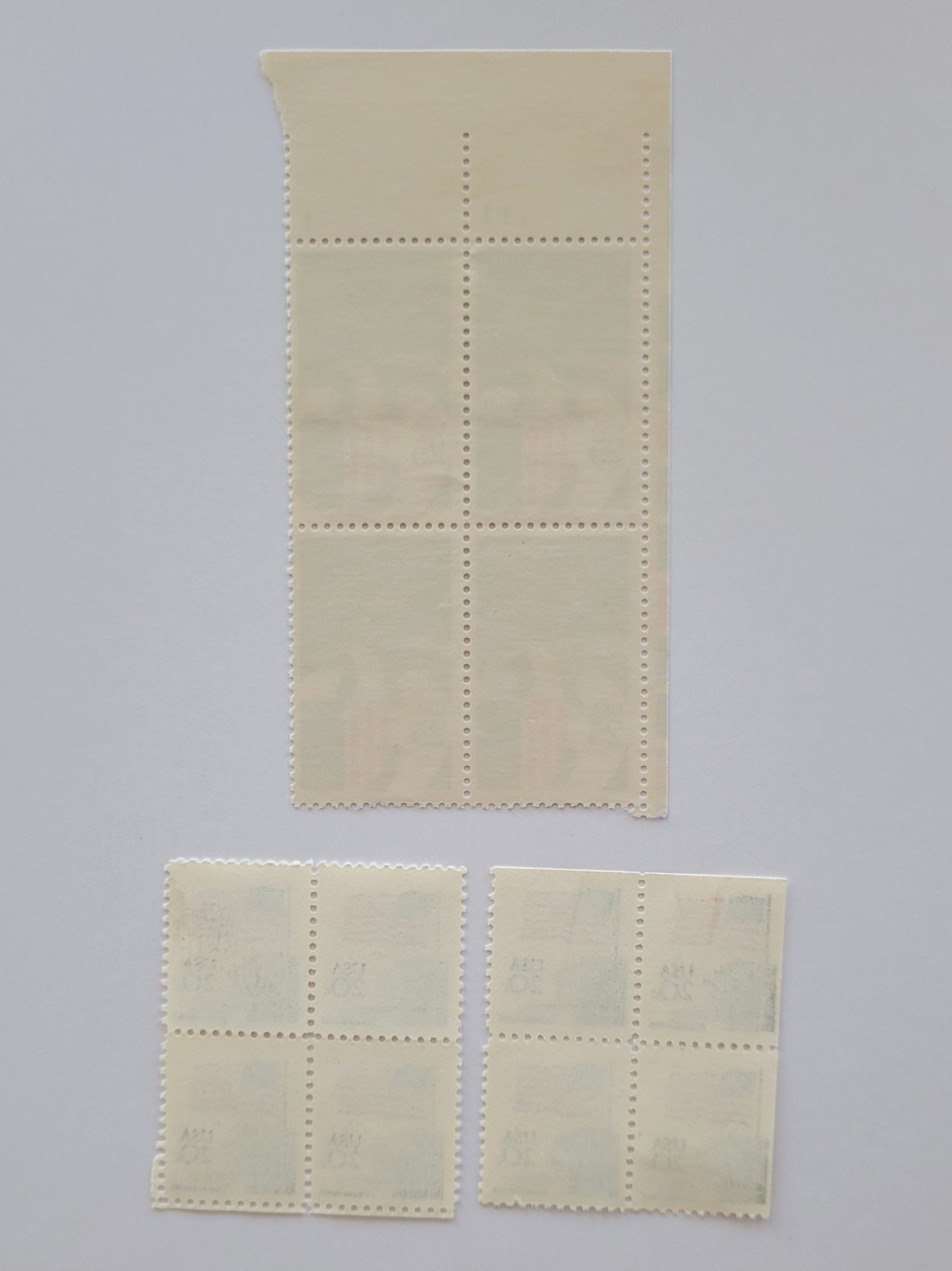 US Flag & Clouds Stamps Sc #2421 25c Block of 4, Sc #1894 20c Block of 4*2 MNH