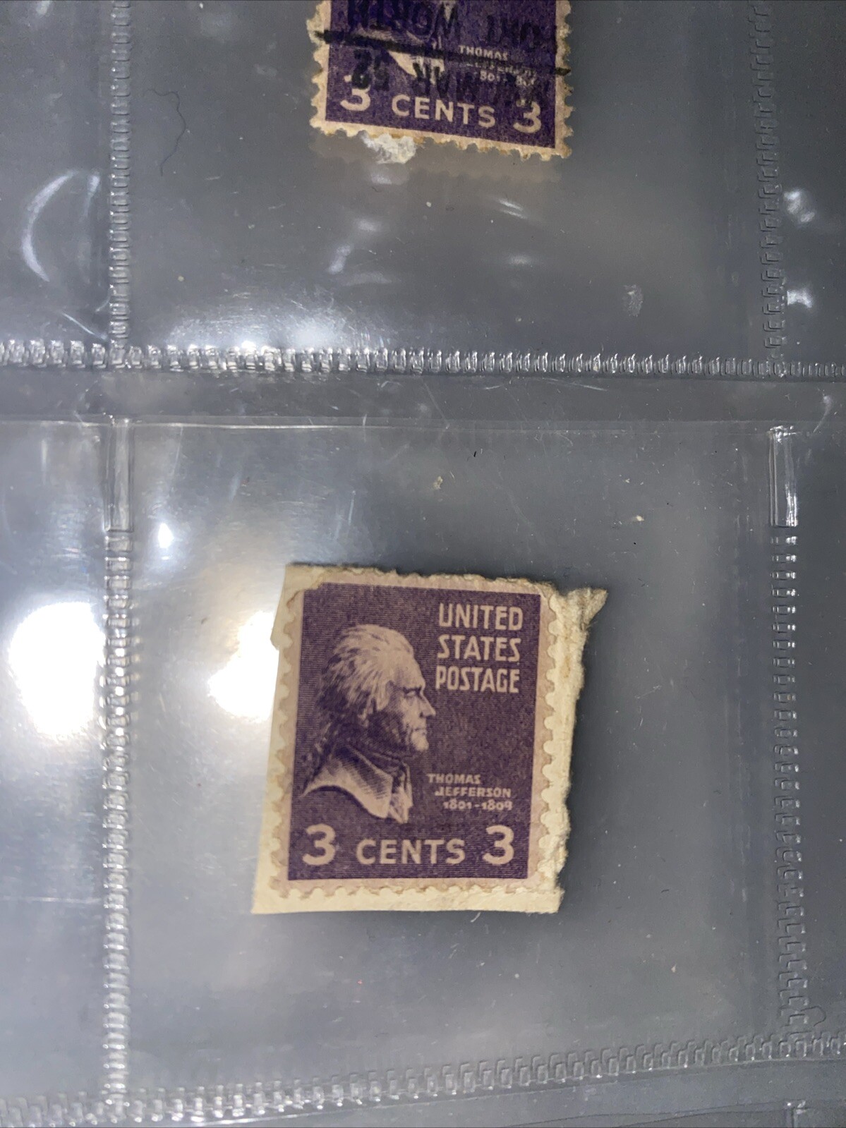 Thomas Jefferson 3cent Stamp Really Well Kept On Paper,no Stamp on It