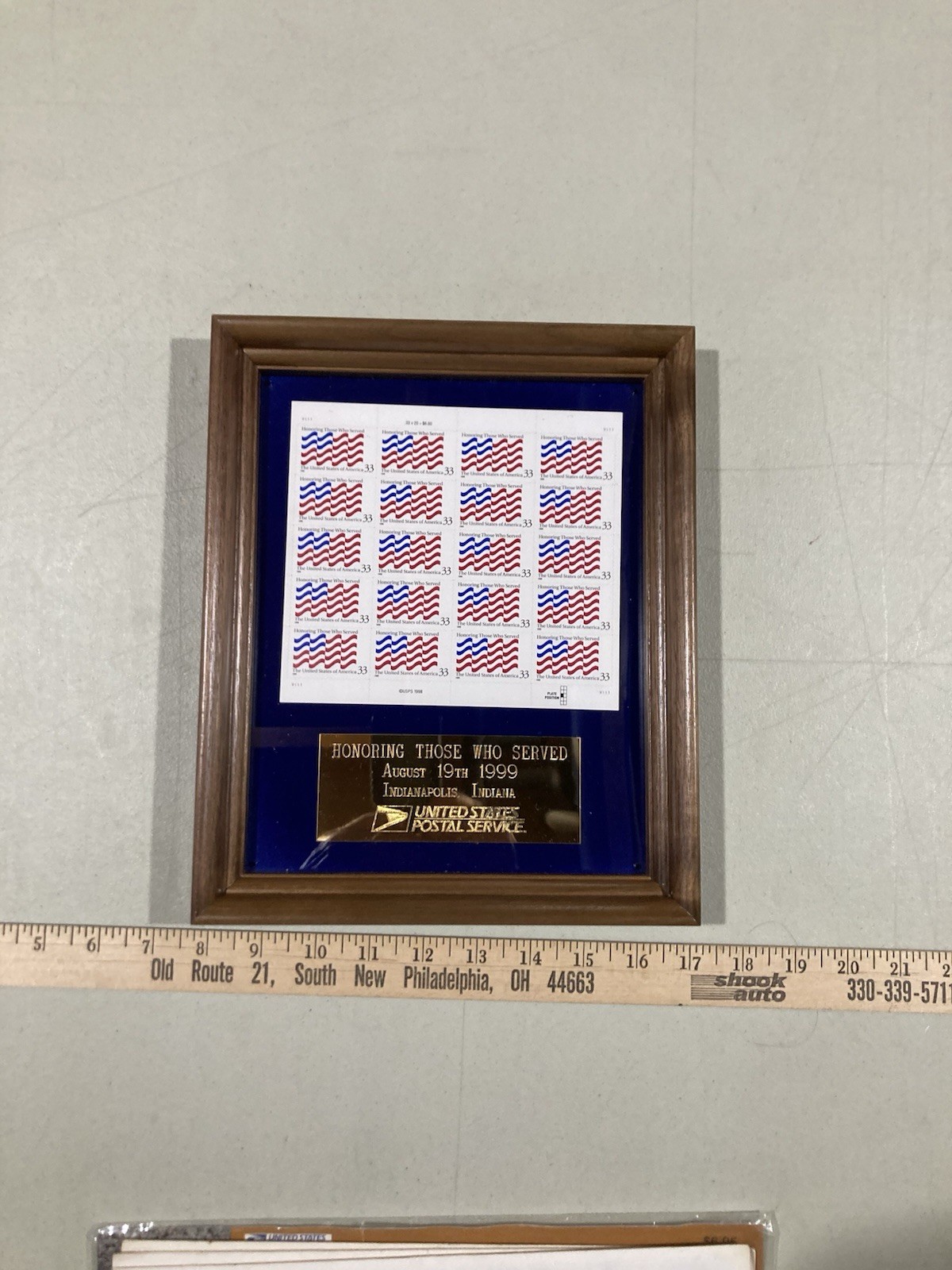 🔥Collectable Stamp Set, USPS, “Honoring Those Who Served” Wooden Frame Plaque