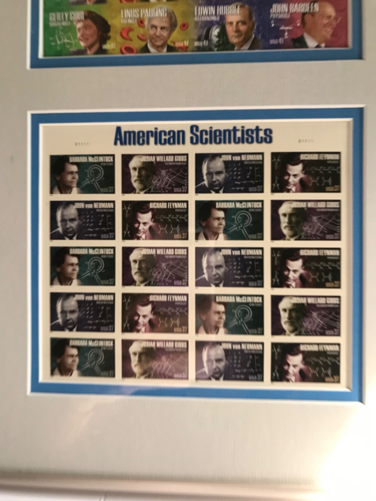 American Scientists Matted and Framed Stamp Sheets