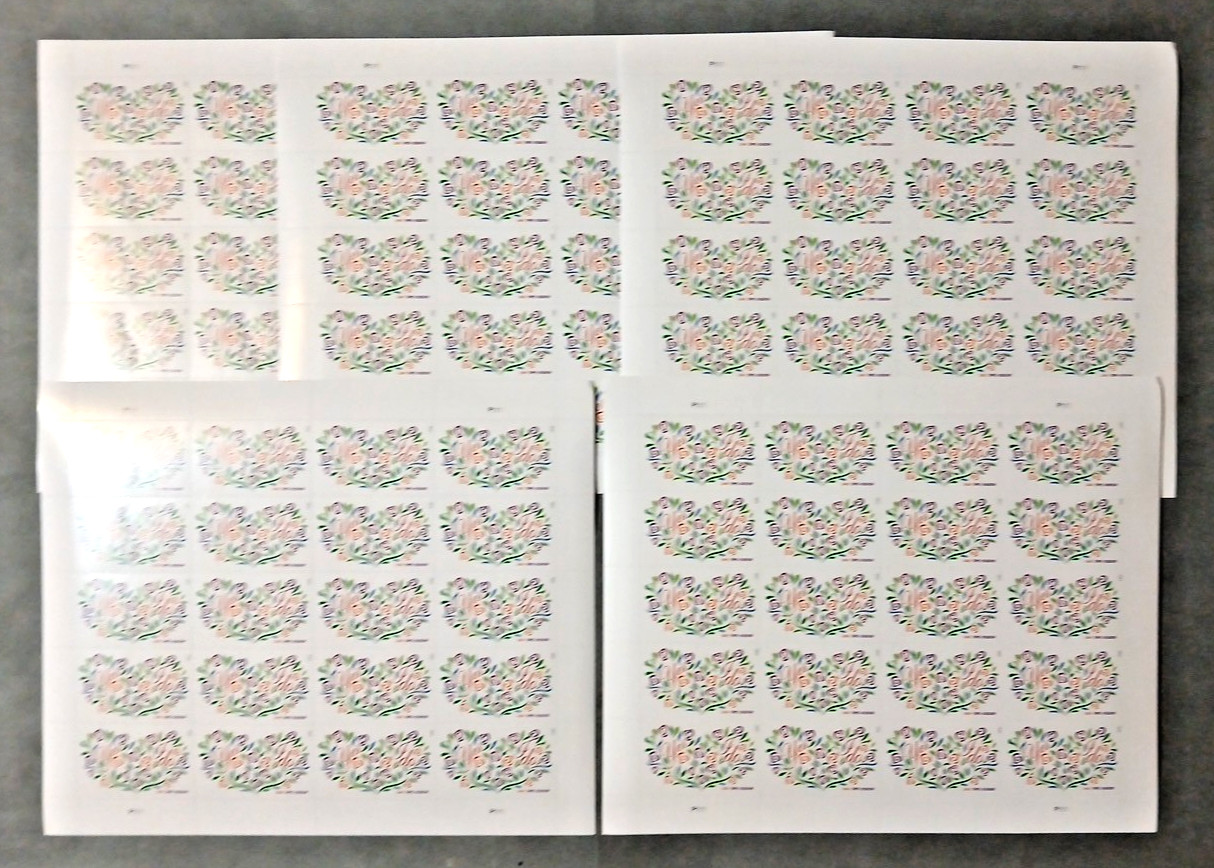 Yes, I Do Wedding Forever Stamps, 2 Ounce USPS 2011, Estate Sale lot of 5 Sheets