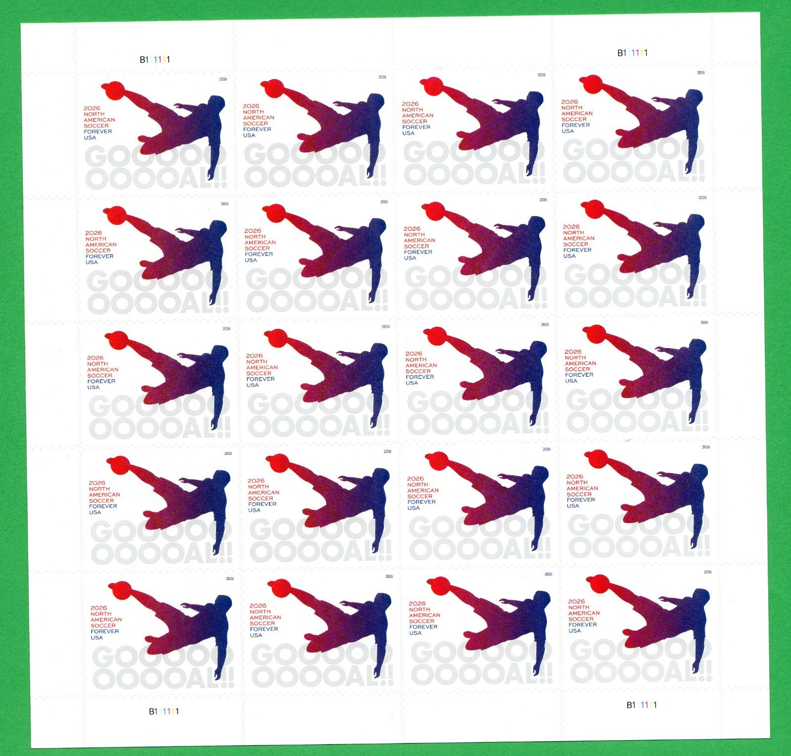 USPS North American (World Cup) Soccer Sheet of 20 Forever Stamps – MNH In Stock