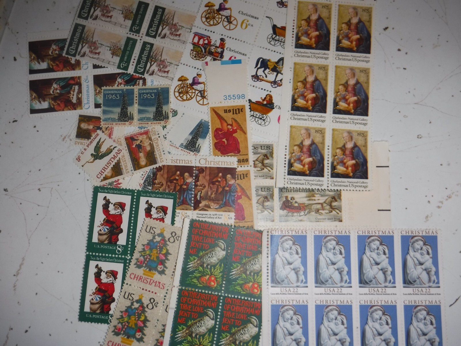 Christmas Postage Stamps Lot, Vintage Stamps $100 Face Value
