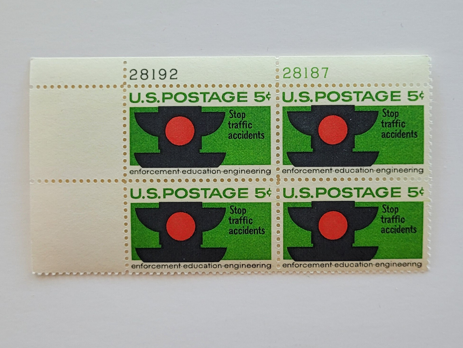 1965 US Stop Traffic Accidents 5c Block of 4 US Postage Stamps Sc #1272 MNH OG