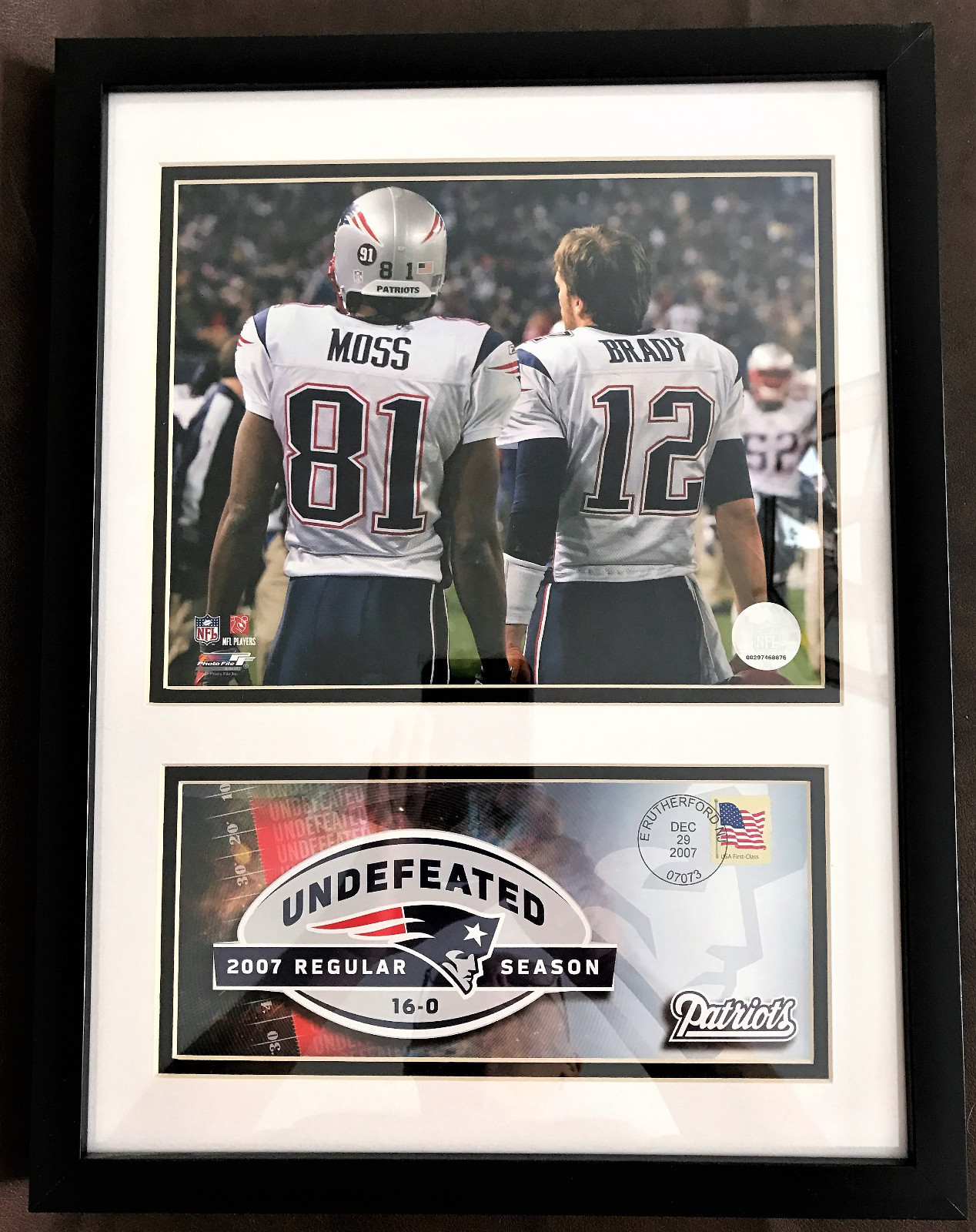 Set of 4 Original New England Patriots Framed USPS Stamp Collection Brady Moss