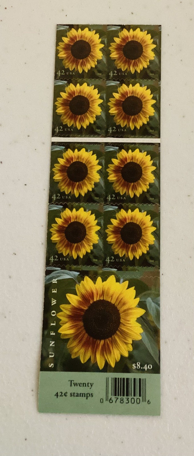 U. S. panel- 4347 – sunflowers – full pane of 20 – Free Shipping!