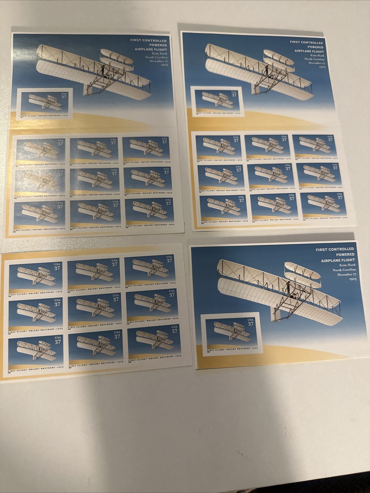 2003 Scott #3783 37c Wright Brothers First Controlled Powered Flight Sheet (x3)