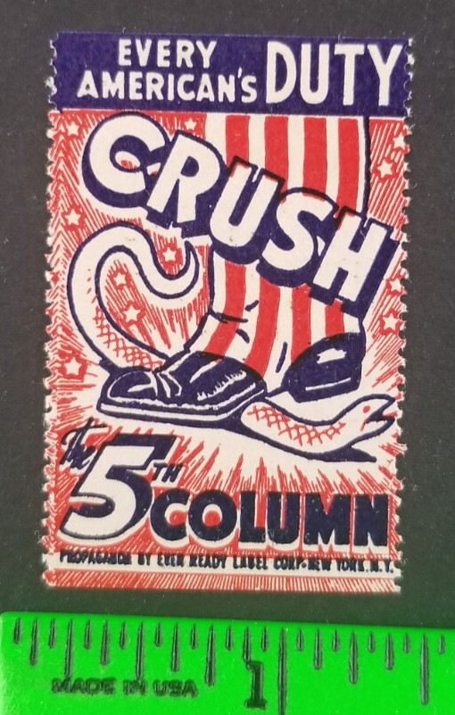 Vintage Uncle Sam Steps On The Snake World War Poster Stamp