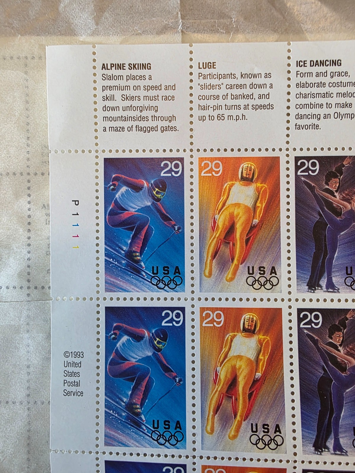 USA 1993 OLYMPIC WINTER SPORTS 20 STAMPS 29 CENT SCOTT 2807-2811 MNH