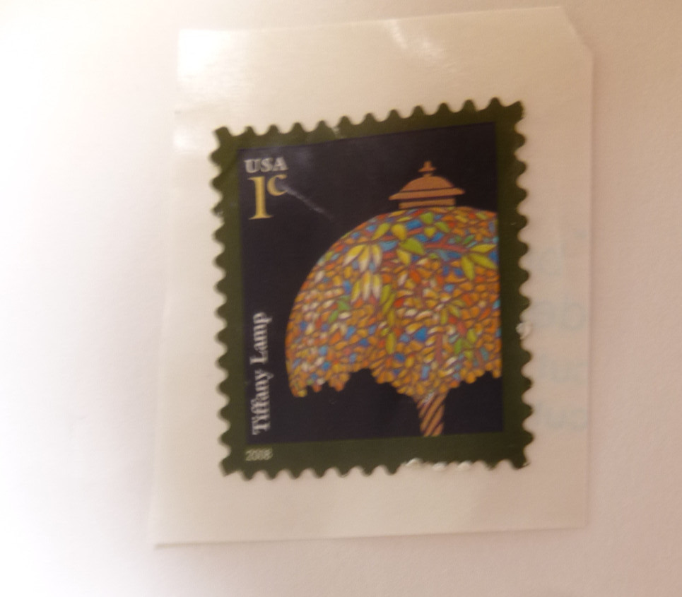 POSTAGE STAMP 1 CENT USA TIFFANY LAMP #3749A 2008 UNUSED
