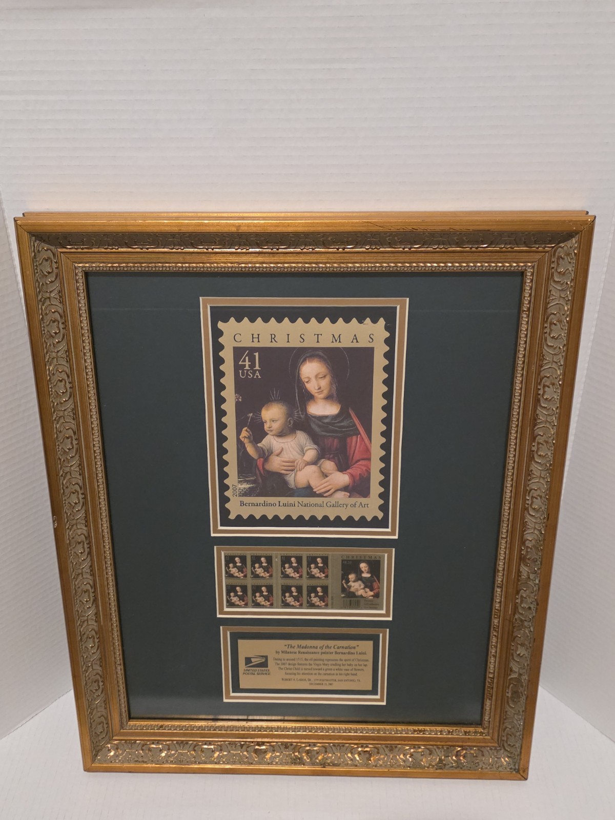USPS Christmas Stamp Framed Display – Madonna of the Carnation (2007)Collectible
