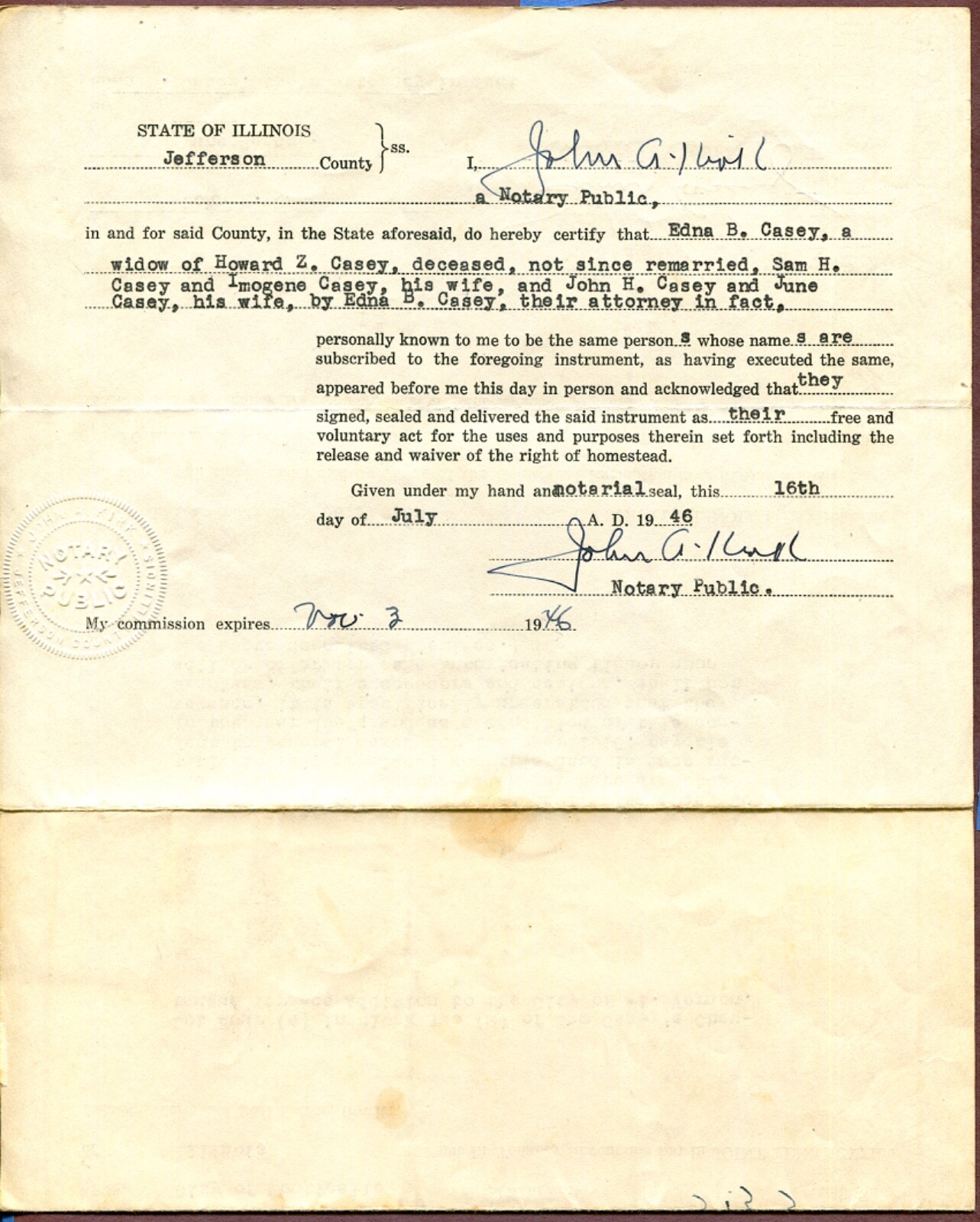 (4) 1945-6 MT VERNON ILL RARE SIGNATURES, DOCUMENTS & US INTERNAL REVENUE STAMPS