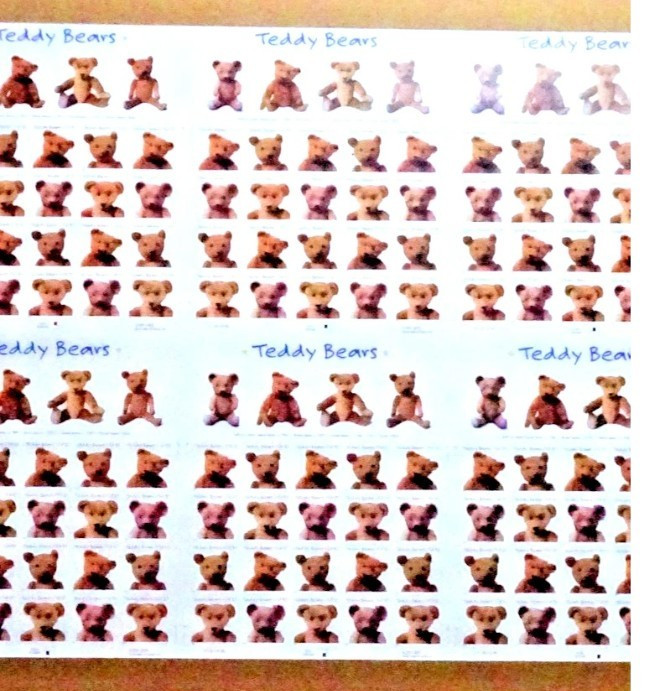 US 3653-3656 TEDDY BEARS “37c” UNCUT PRESS SHEET 6 PANES @ 80% FACE